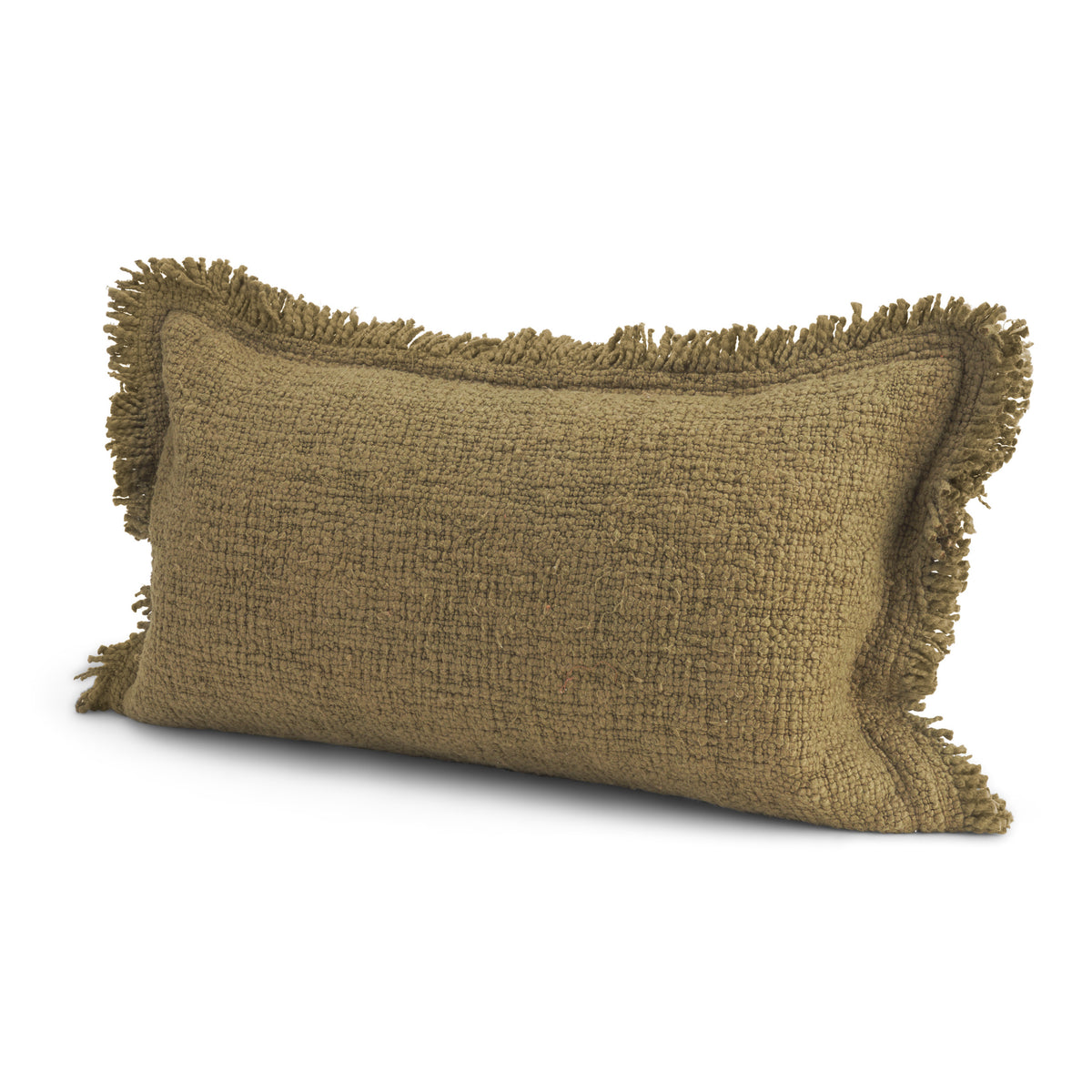 Kambal 14x26 Dark Olive Cotton Pillow Cover w/Down Filler-Decorative Pillows-DECOROLALA