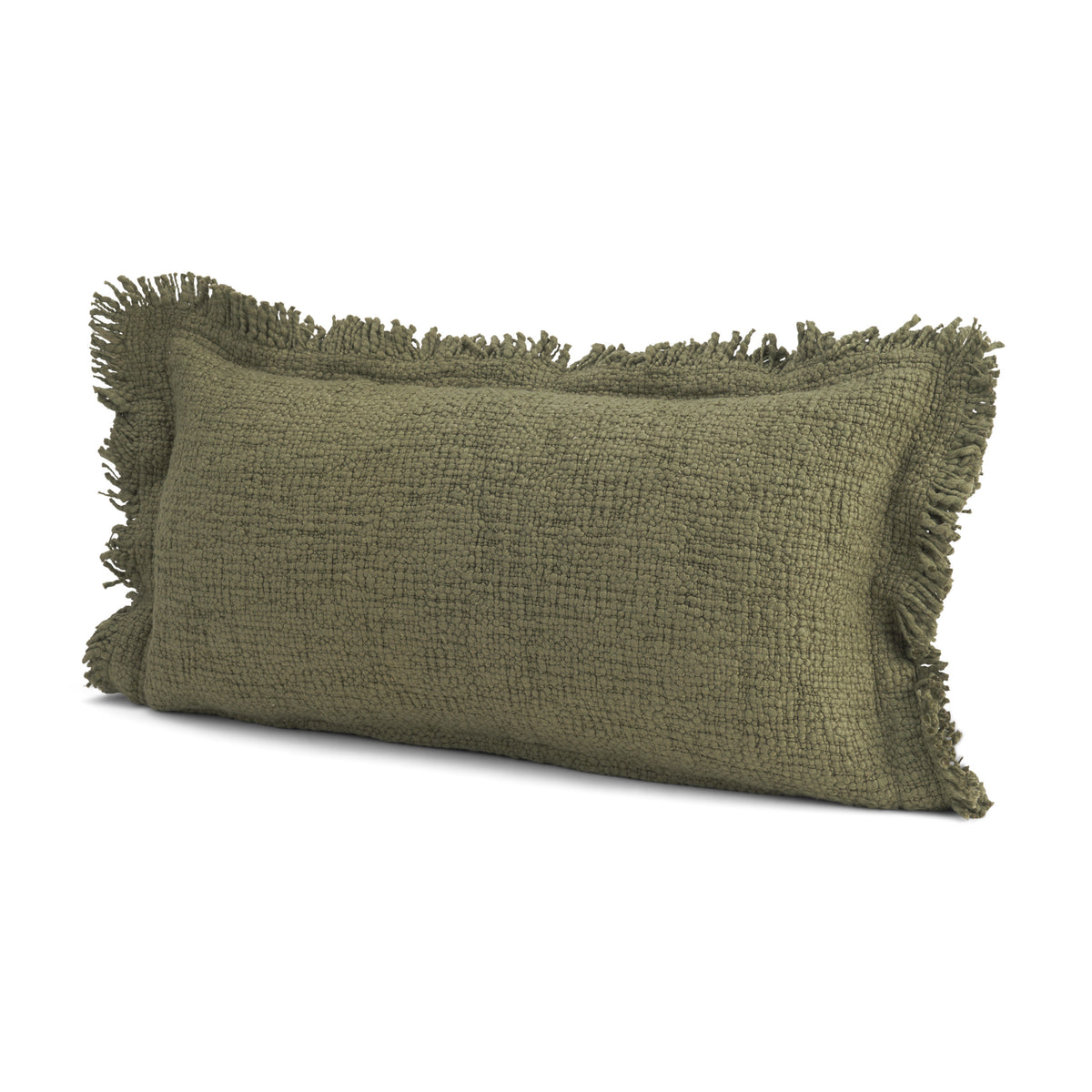 Kambal 14x26 Evergreen Cotton Pillow Cover w/Down Filler-Decorative Pillows-DECOROLALA