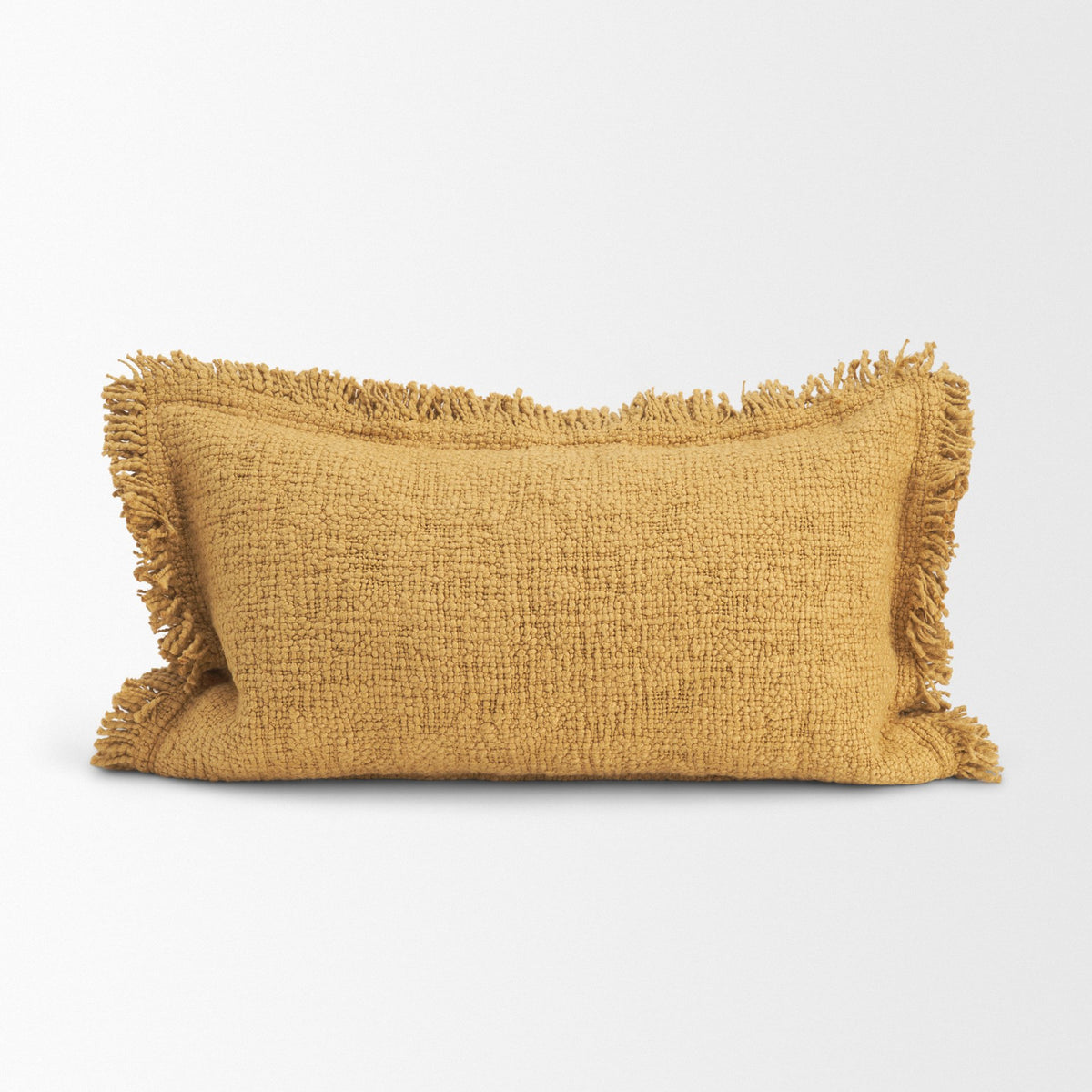 Kambal 14x26 Mustard Cotton Pillow Cover w/Down Filler-Decorative Pillows-DECOROLALA