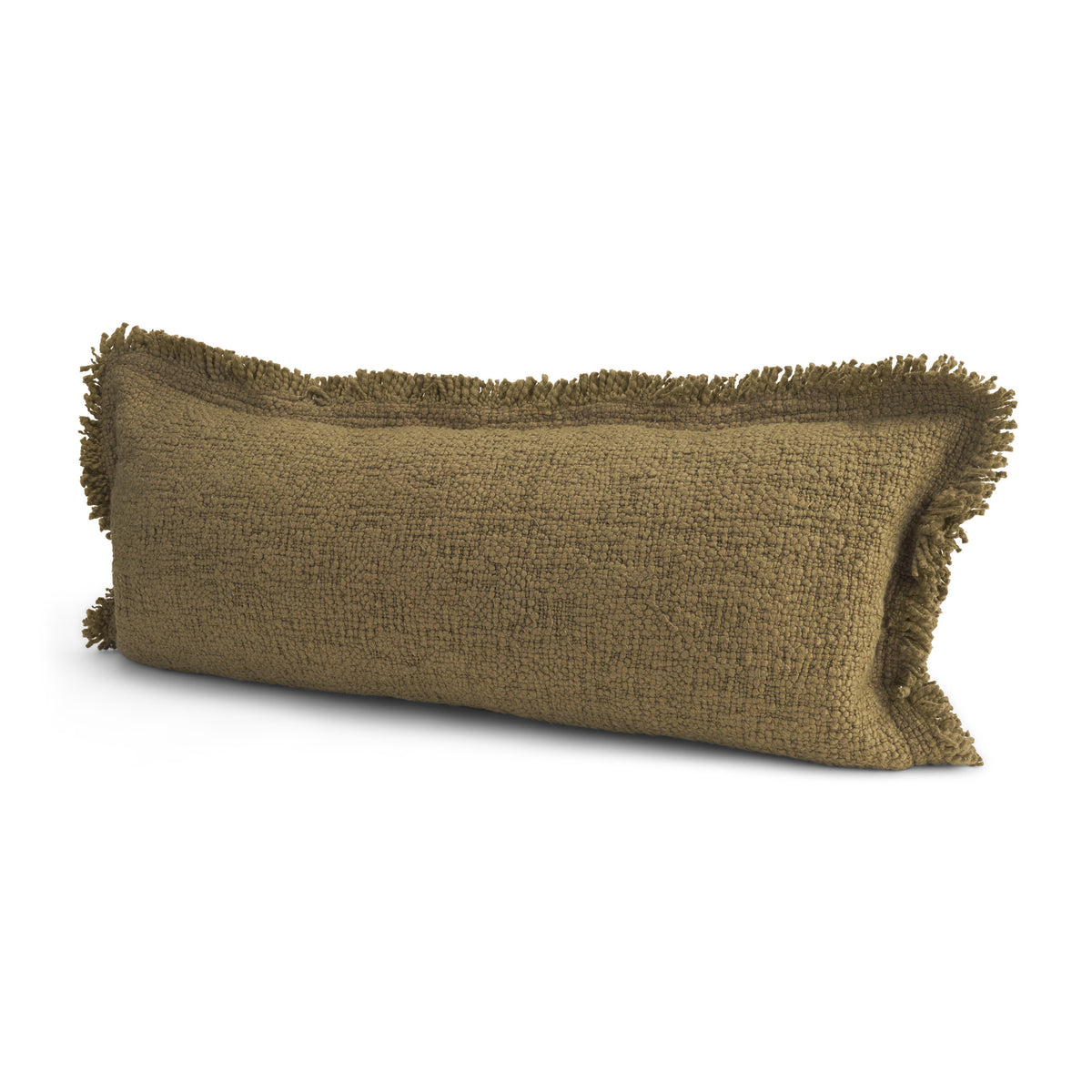 Kambal 14x36 Dark Olive Cotton Pillow Cover w/Down Filler-Decorative Pillows-DECOROLALA