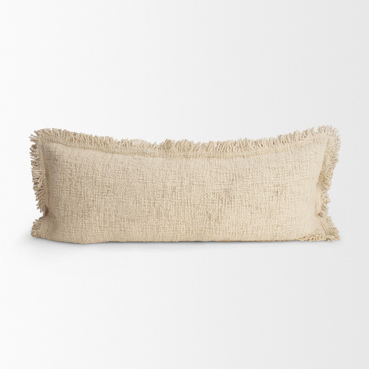 Kambal 14x36 Light Beige Cotton Pillow Cover w/Down Filler-Decorative Pillows-DECOROLALA