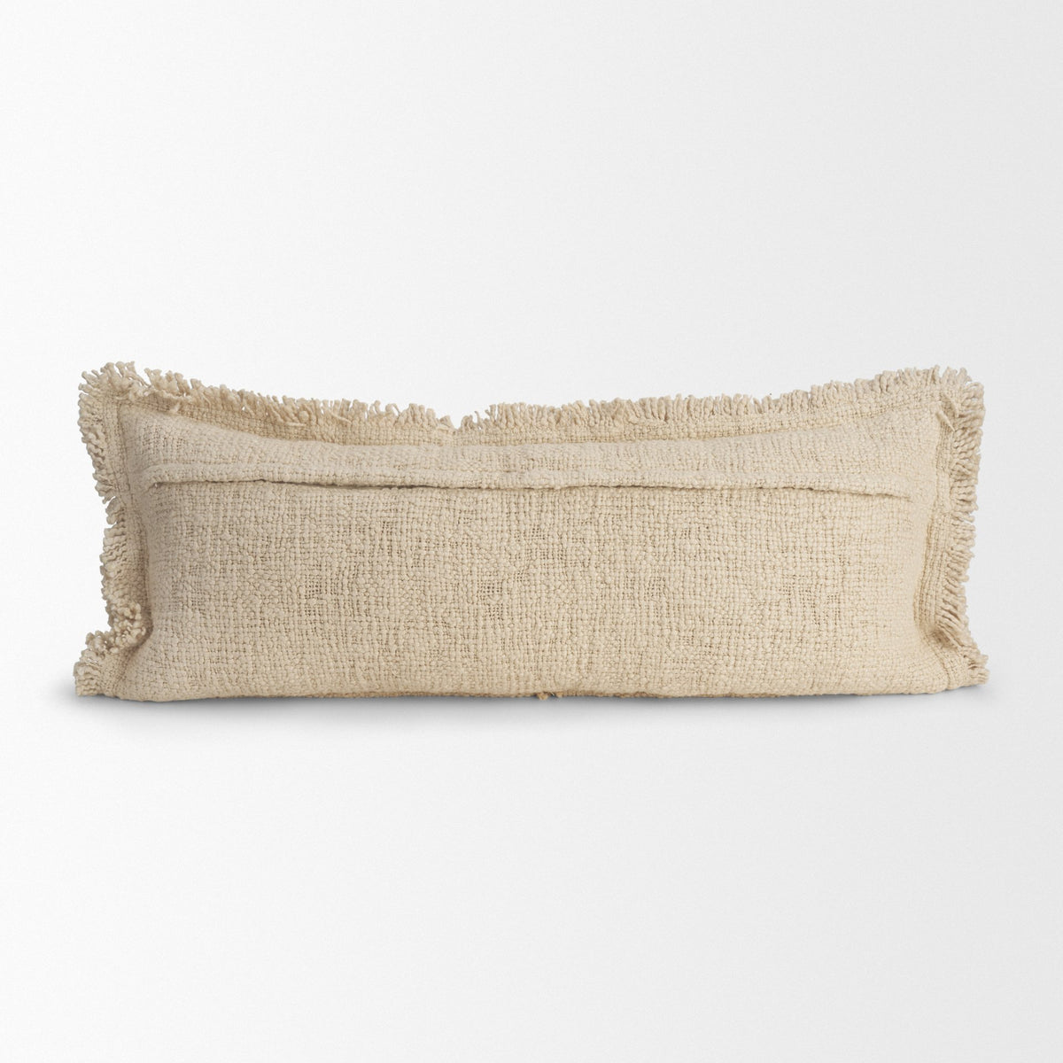 Kambal 14x36 Light Beige Cotton Pillow Cover w/Down Filler-Decorative Pillows-DECOROLALA