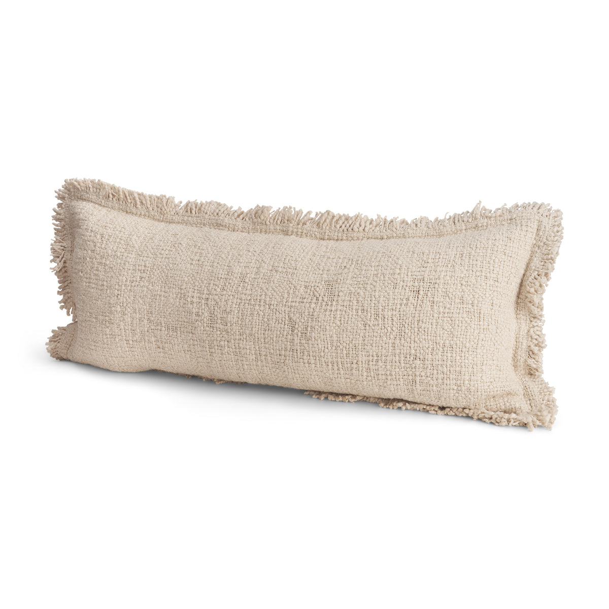 Kambal 14x36 Light Beige Cotton Pillow Cover w/Down Filler-Decorative Pillows-DECOROLALA