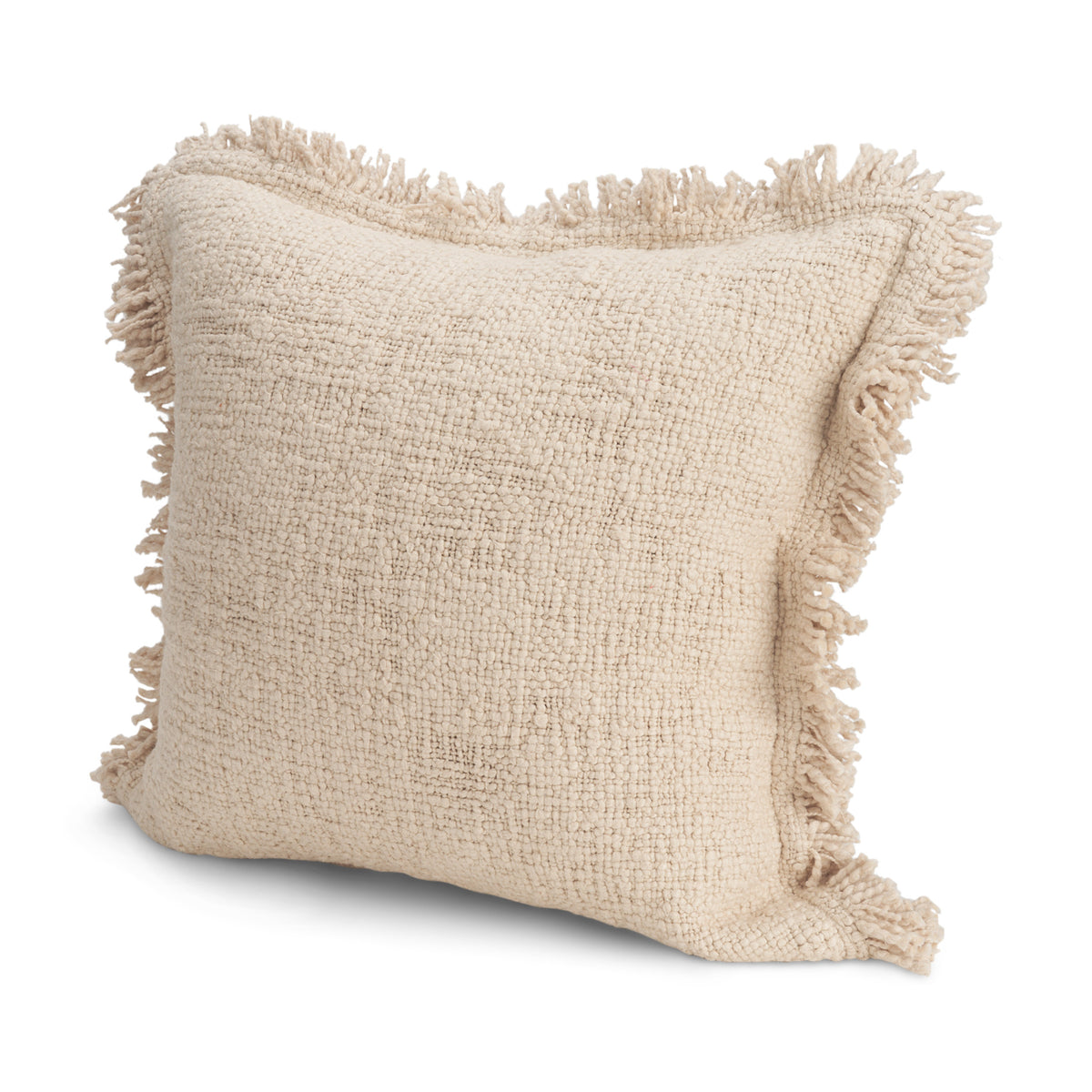 Kambal 20x20 Light Beige Cotton Pillow Cover w/Non-Allergen Filler-Decorative Pillows-DECOROLALA