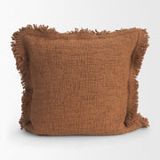 Kambal Mahogany Cotton Fringed Pillow Cover (min order qty 2)-Decorative Pillows-DECOROLALA
