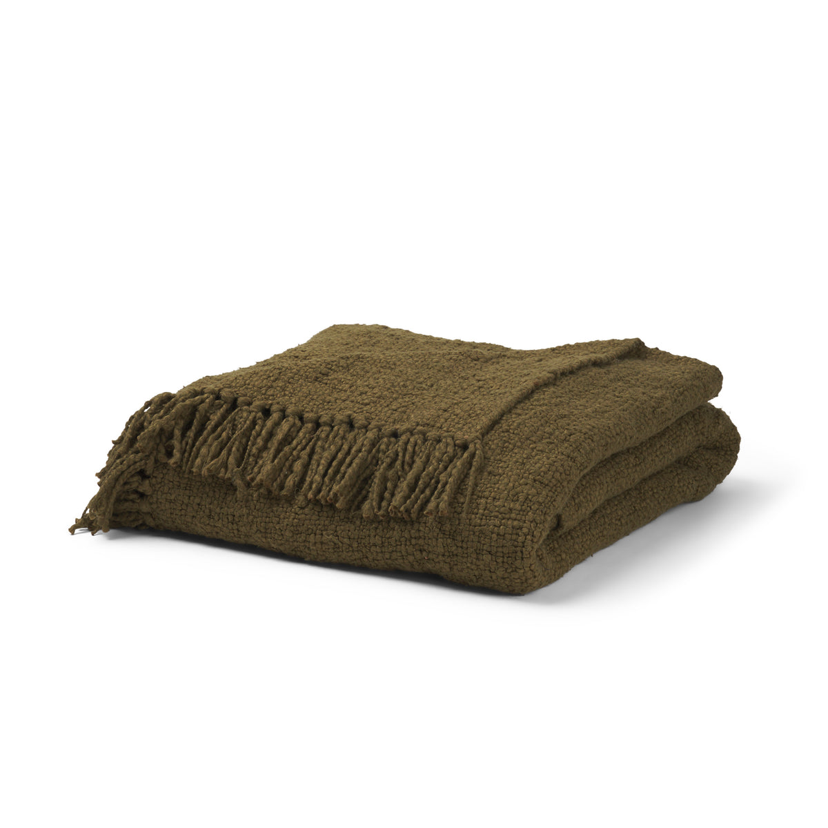 Kambal Dark Olive Green Woven Cotton Throw Blanket-Throw Blankets-DECOROLALA