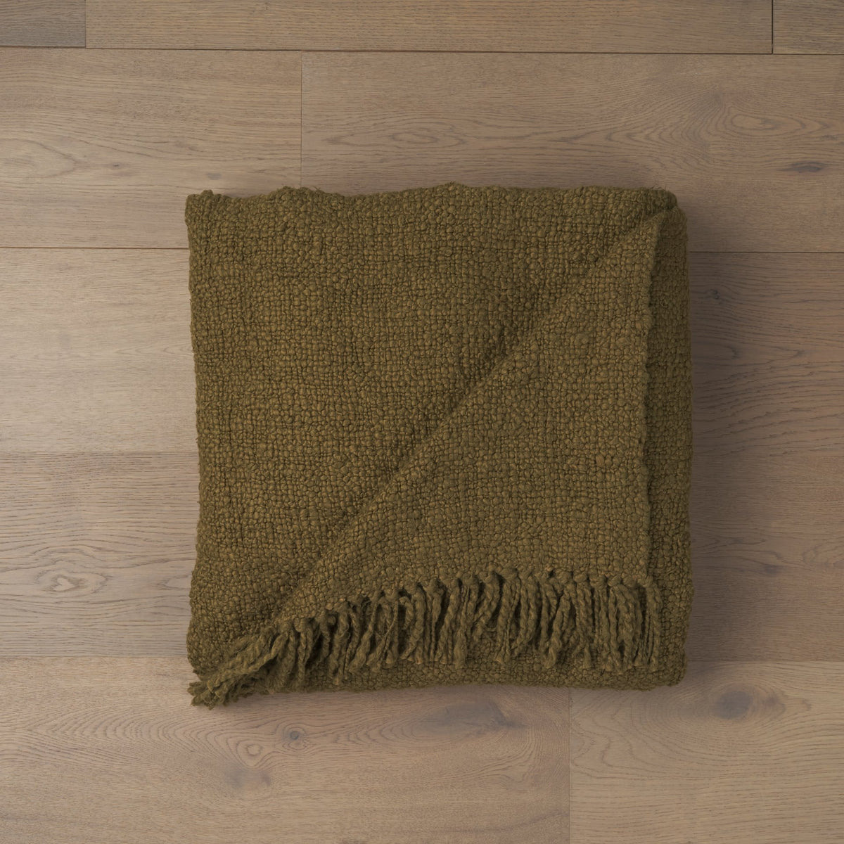 Kambal Dark Olive Green Woven Cotton Throw Blanket-Throw Blankets-DECOROLALA