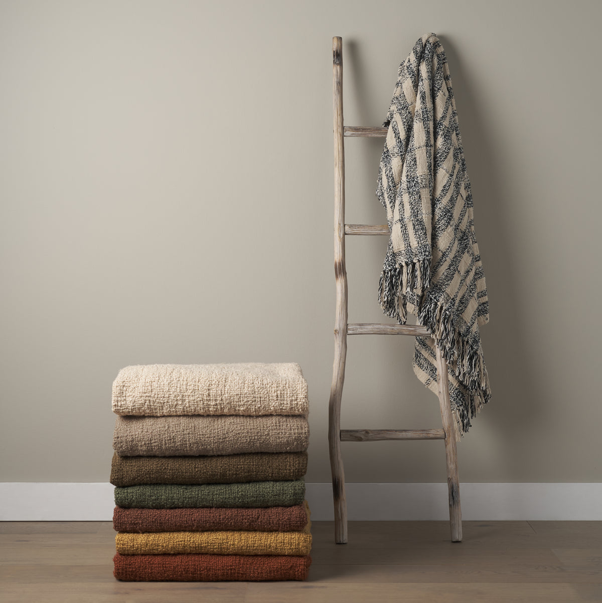 Kambal Dark Olive Green Woven Cotton Throw Blanket-Throw Blankets-DECOROLALA