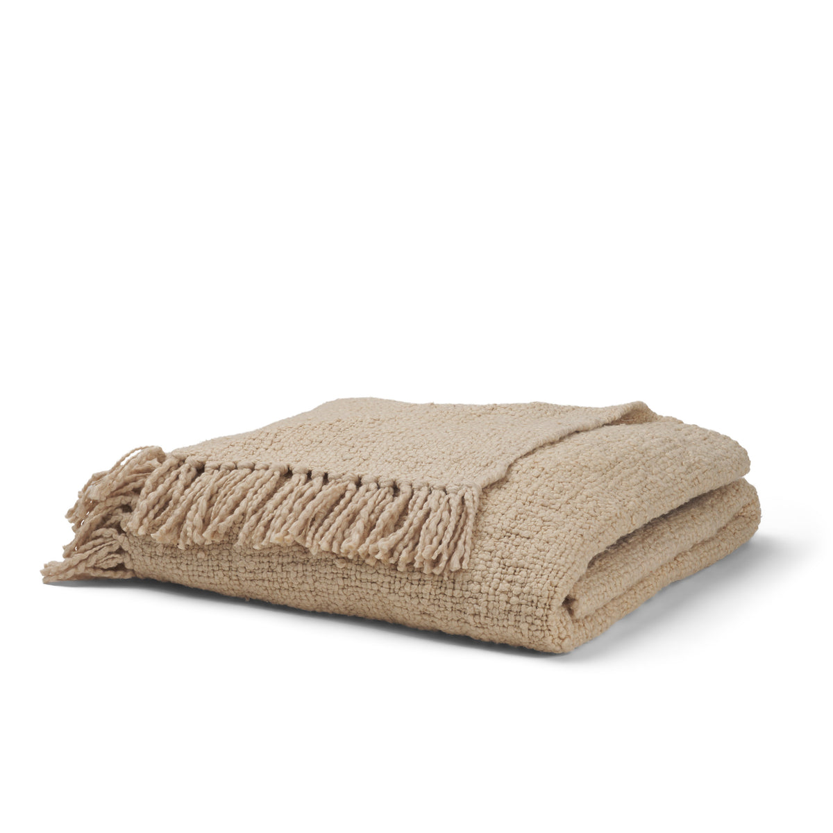 Kambal Light Beige Woven Cotton Throw Blanket-Throw Blankets-DECOROLALA