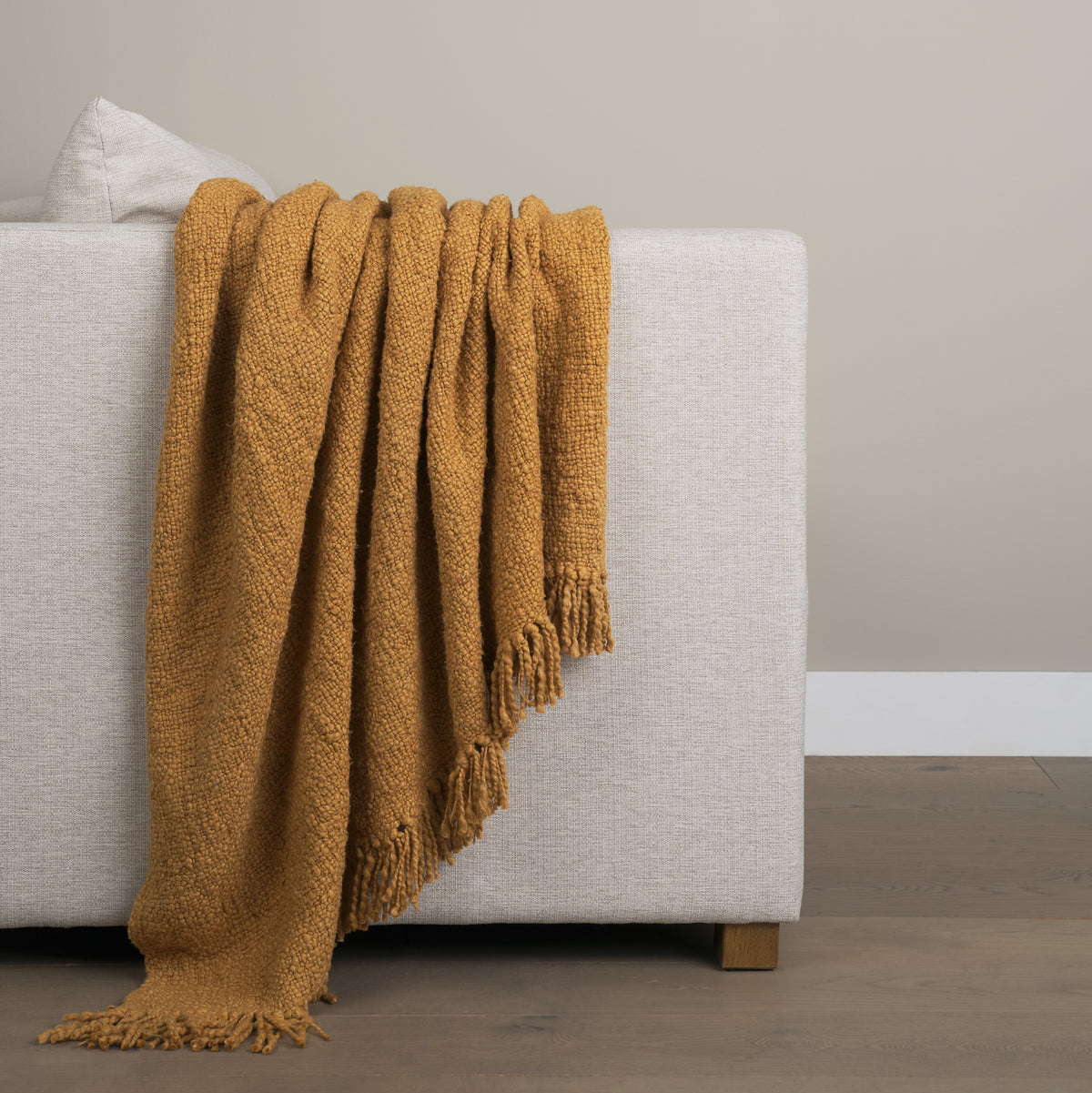 Kambal Mustard Cotton Throw Blanket-Throw Blankets-DECOROLALA