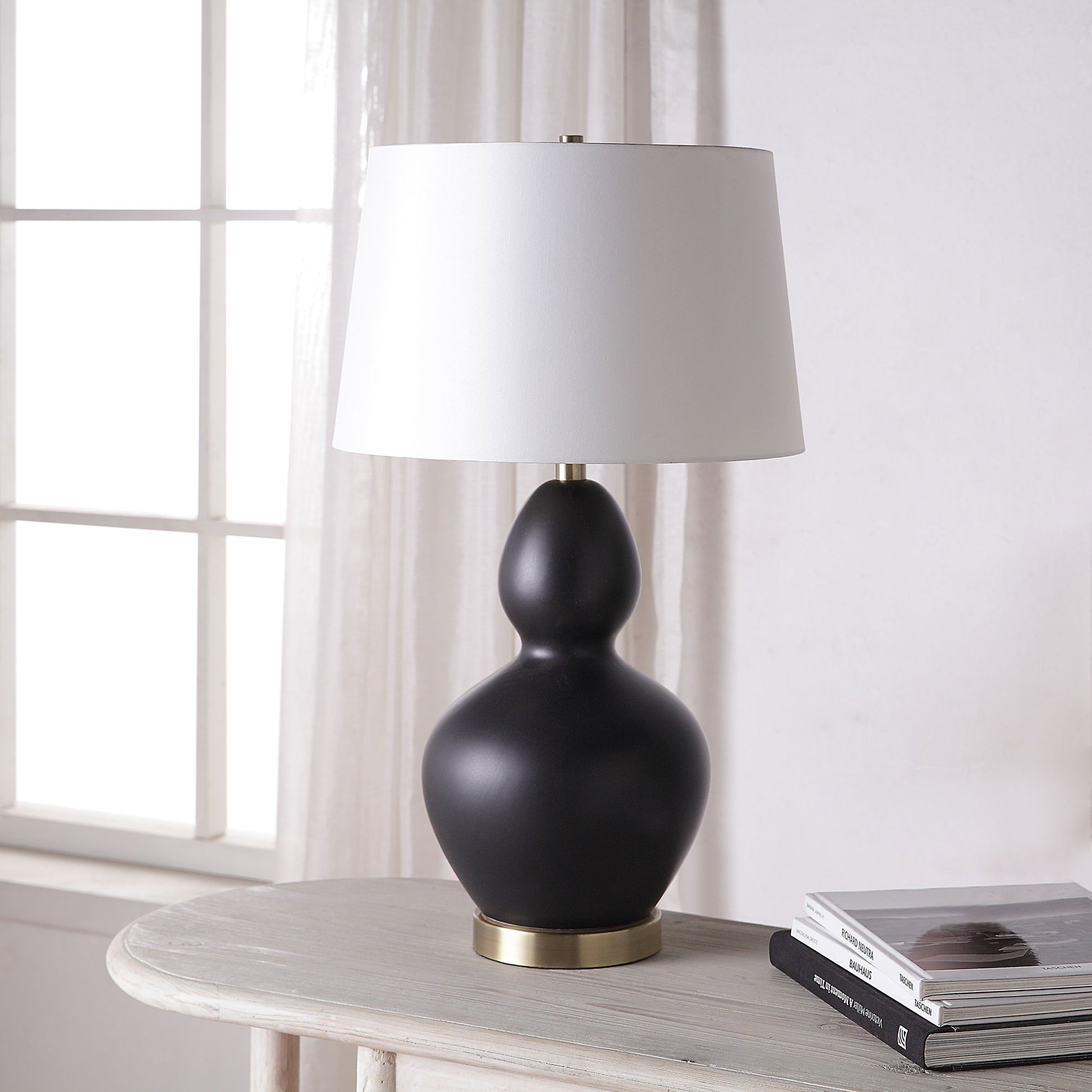 Kamilia 26.75" Length Table Lamp- Set of two, Matte Black-Table Lamp- Set of two-DECOROLALA