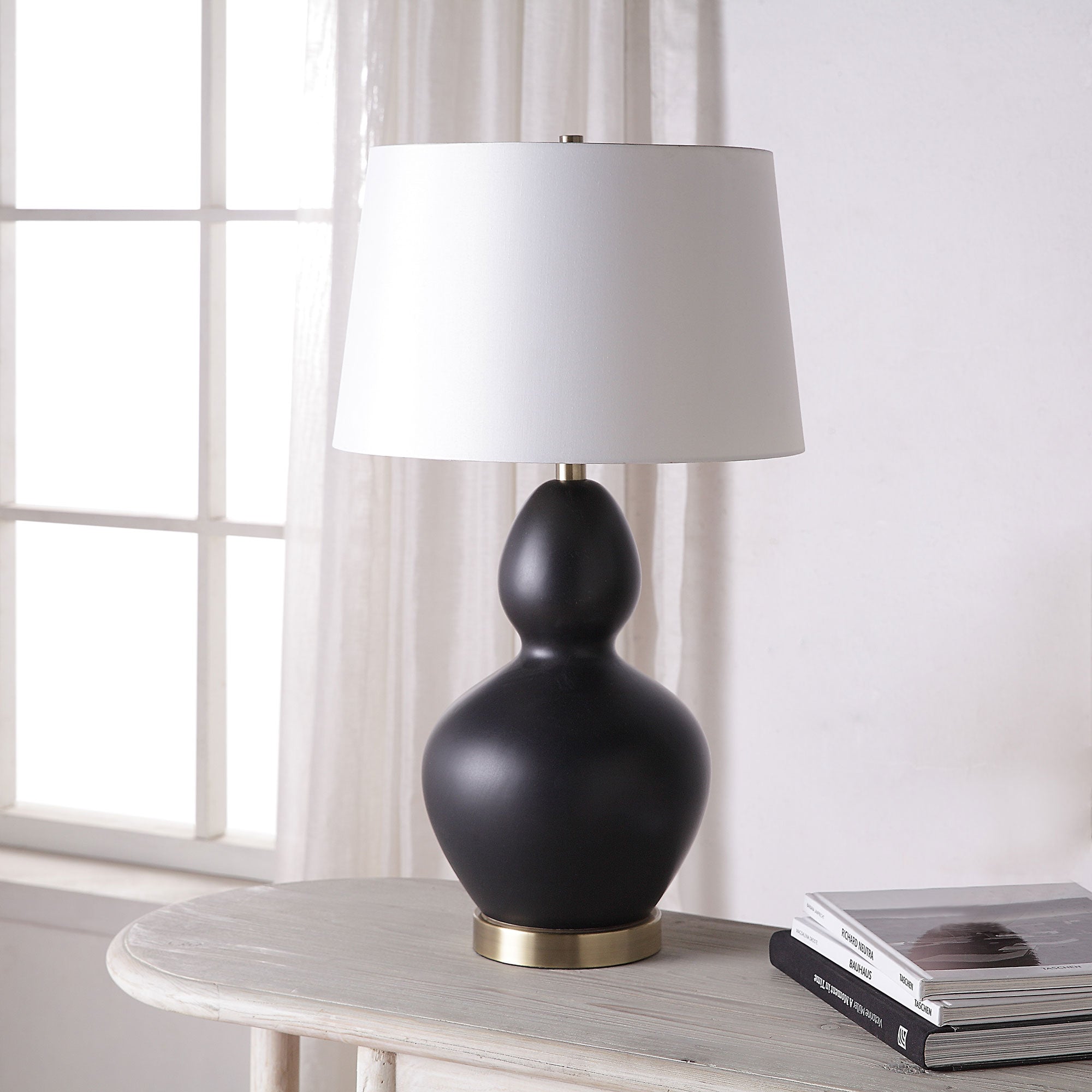 Kamilia 26.75" Length Table Lamp- Set of two, Matte Black-Table Lamp- Set of two-DECOROLALA
