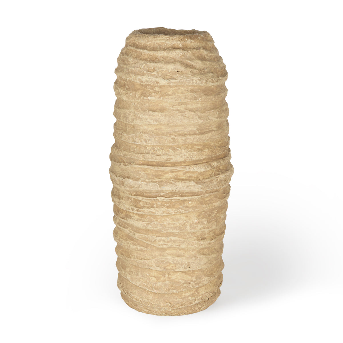 Kamli Large Beige Paper Mache Vase-Vase-DECOROLALA