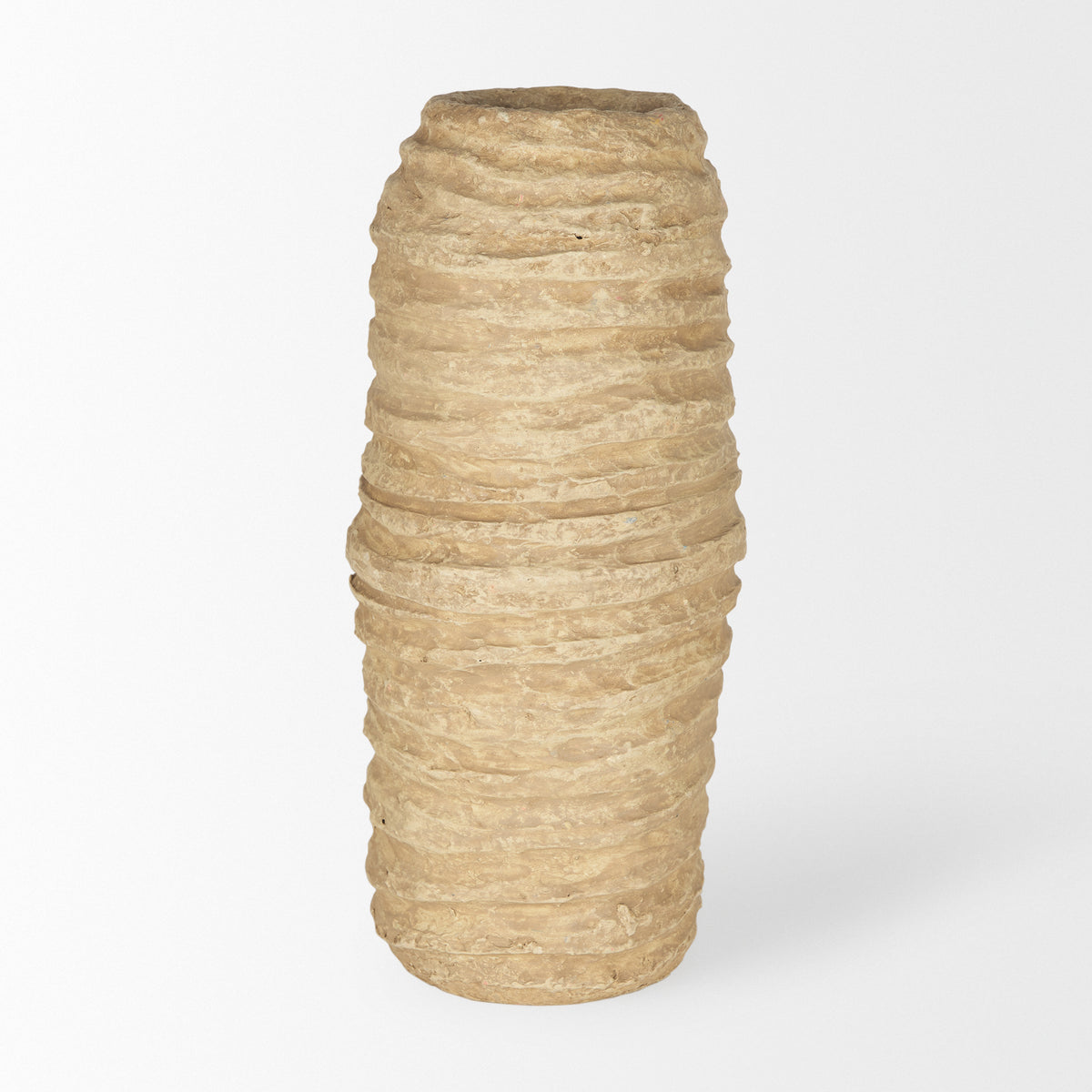 Kamli Large Beige Paper Mache Vase-Vase-DECOROLALA