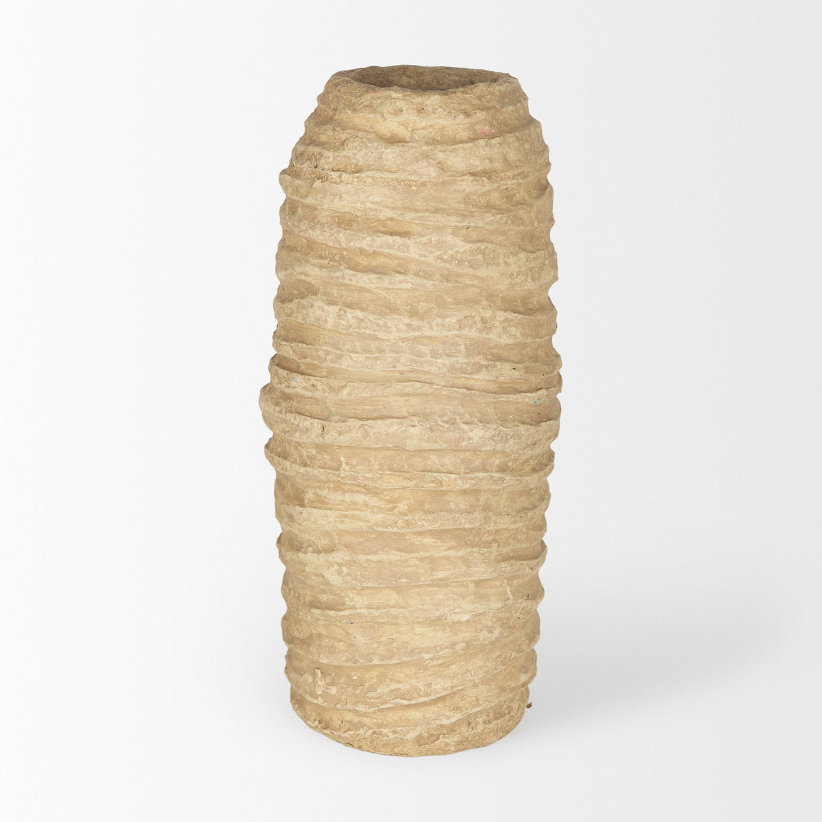 Kamli Large Beige Paper Mache Vase-Vase-DECOROLALA