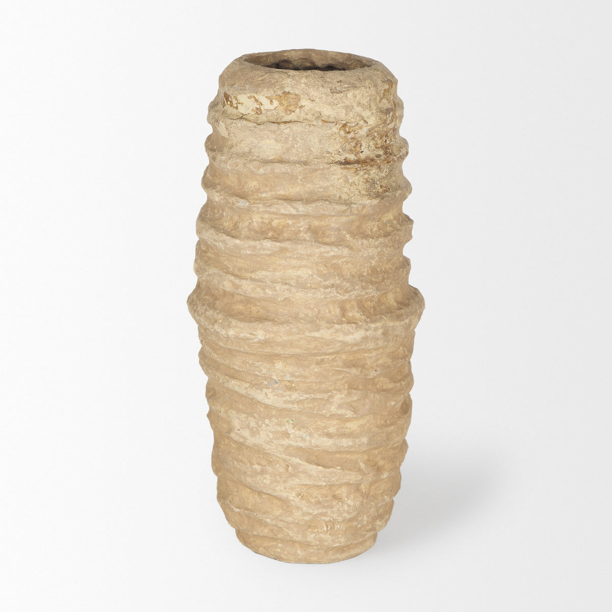 Kamli Small Beige Paper Mache Vase-Vase-DECOROLALA