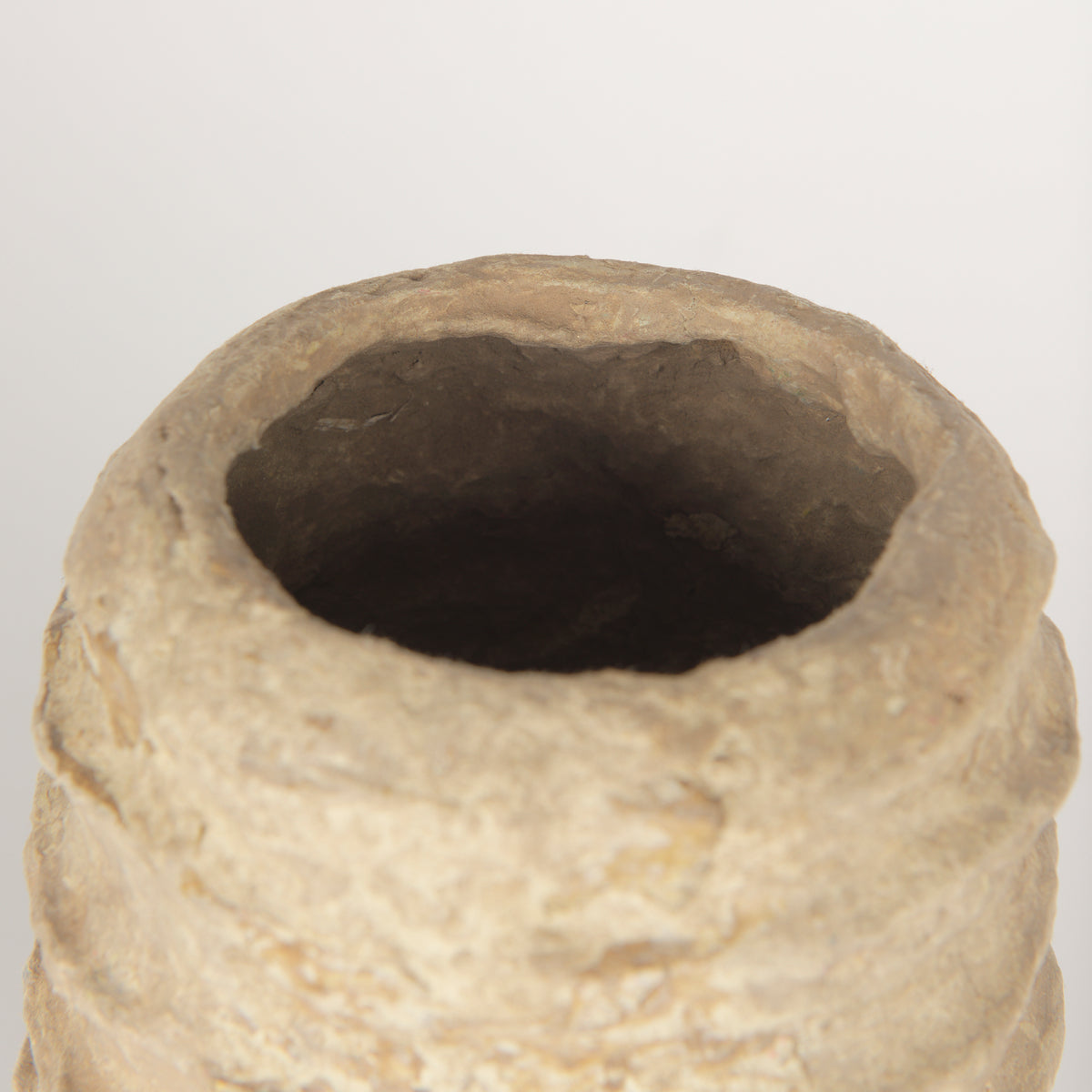 Kamli Small Beige Paper Mache Vase-Vase-DECOROLALA