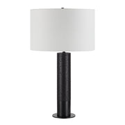 Kampen 28" Tall Matte Black Iron Table Lamp with Drum Linen Shade-Table Lamp-DECOROLALA