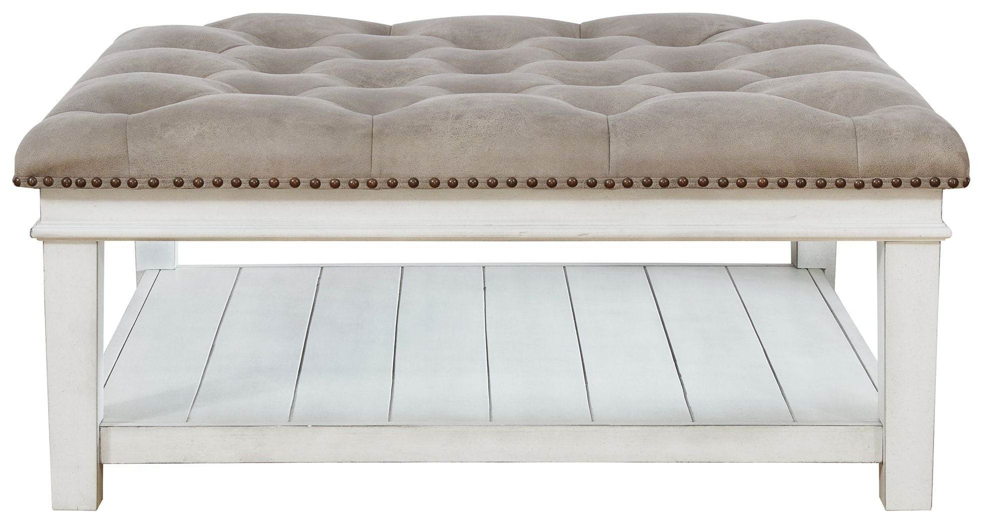Kanwyn Ottoman Coffee Table - Whitewash 40"-Coffee Table Ottomans-DECOROLALA