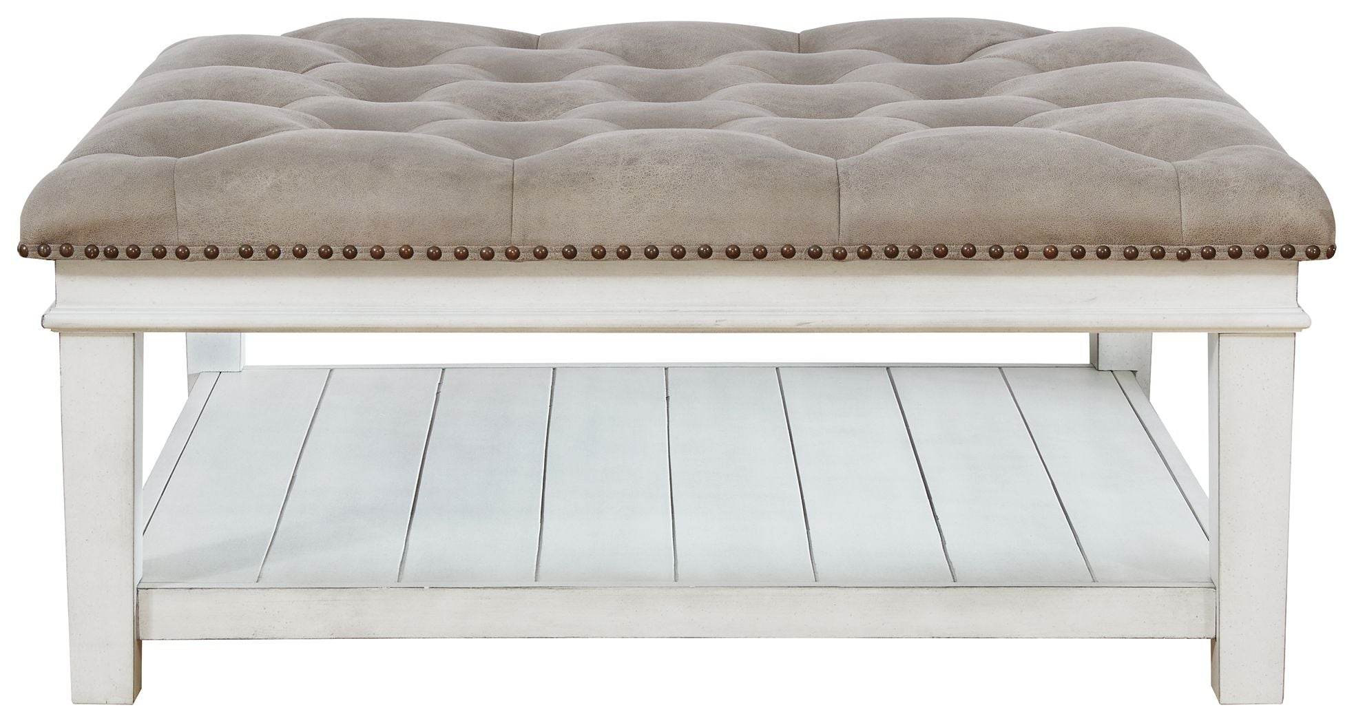 Kanwyn Ottoman Coffee Table - Whitewash 40"-Coffee Table Ottomans-DECOROLALA