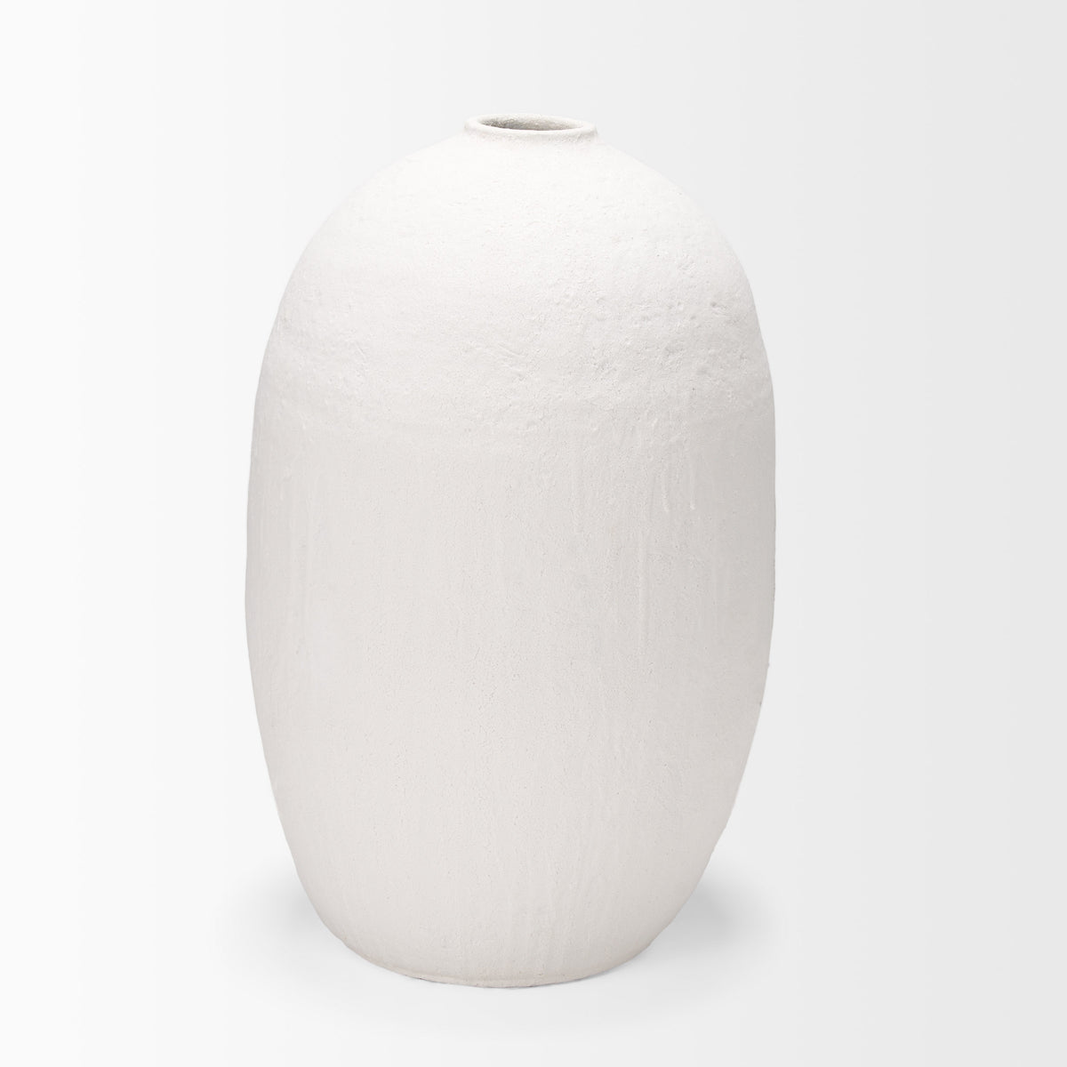 Karakum II Large White Textured Ceramic Vase-Vase-DECOROLALA