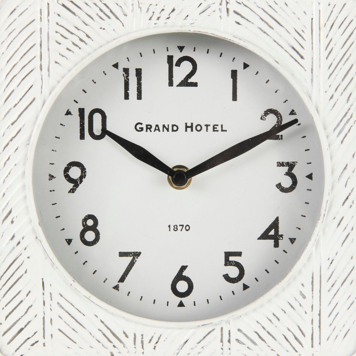 Karl 8.0L x 2.8W x 8.8H Rustic Iron Rounded Square Table Clock-Table Clocks-DECOROLALA