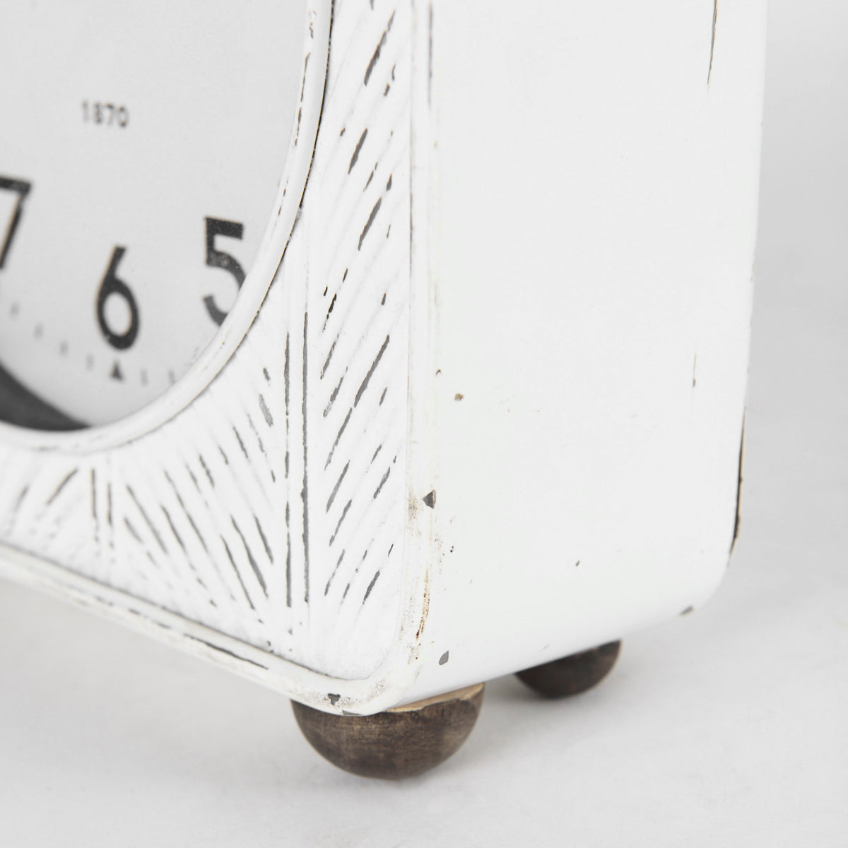 Karl 8.0L x 2.8W x 8.8H Rustic Iron Rounded Square Table Clock-Table Clocks-DECOROLALA