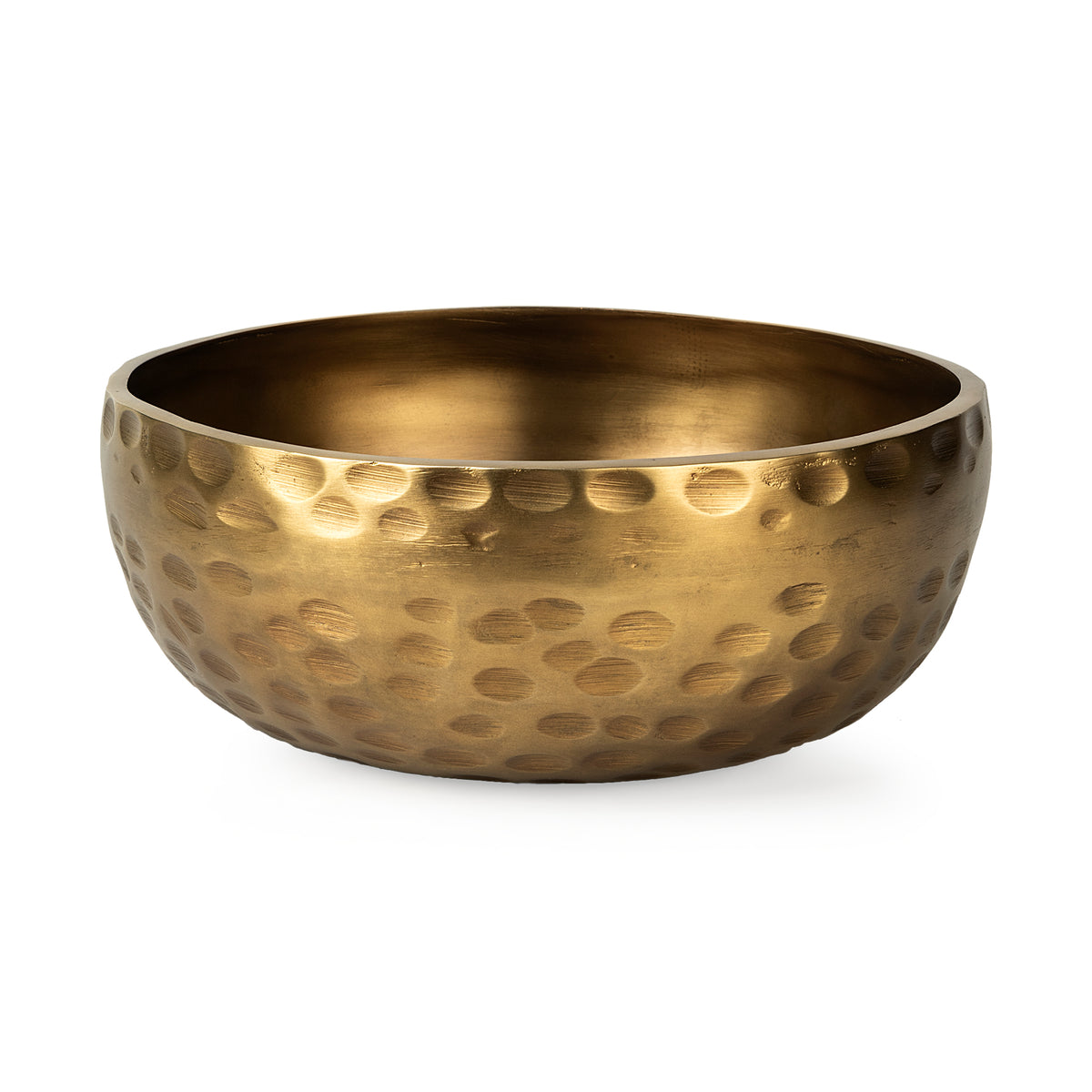 Karmel 12L x 12W Gold Hammered Aluminum Bowl-Bowls-DECOROLALA