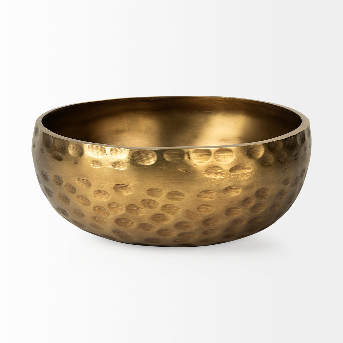 Karmel 12L x 12W Gold Hammered Aluminum Bowl-Bowls-DECOROLALA
