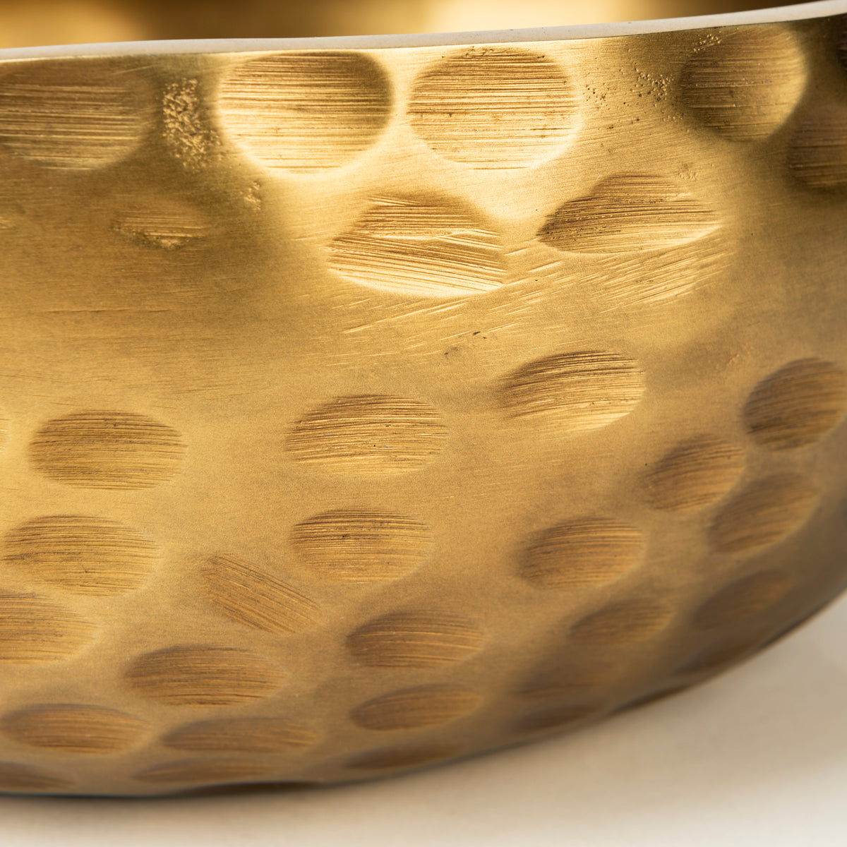 Karmel 12L x 12W Gold Hammered Aluminum Bowl-Bowls-DECOROLALA