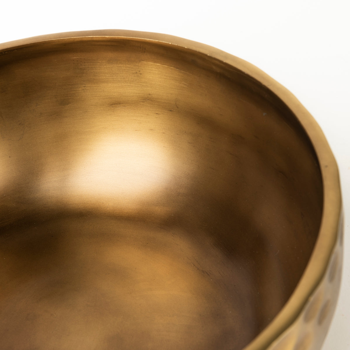 Karmel 12L x 12W Gold Hammered Aluminum Bowl-Bowls-DECOROLALA