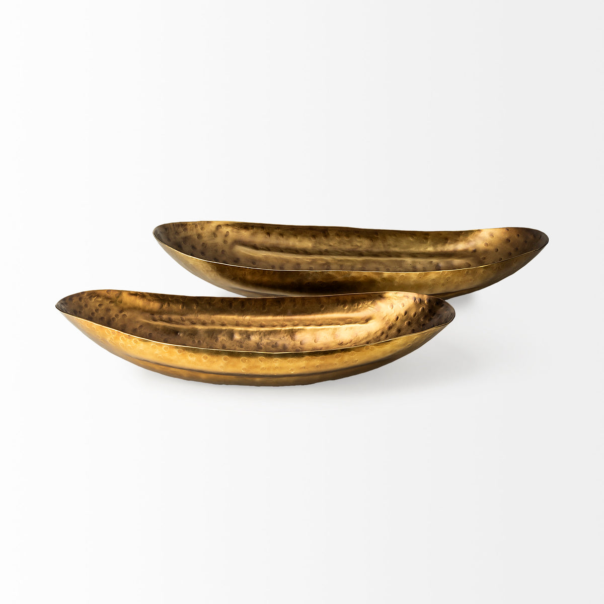 Karmen (Set of 2) Gold Hammered Oversized Bowls-Bowls-DECOROLALA