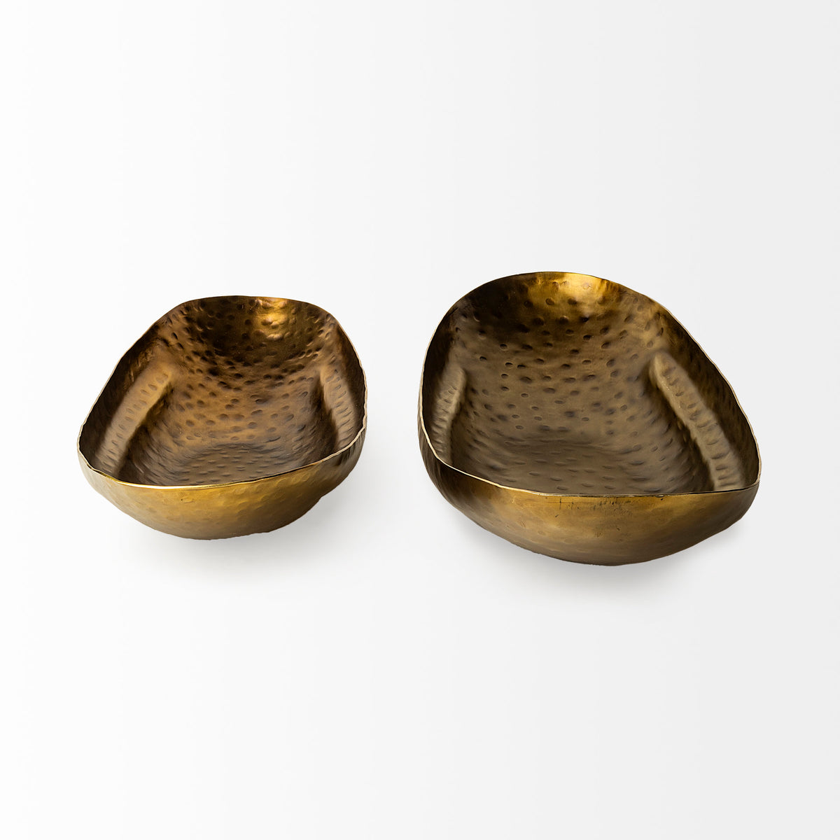 Karmen (Set of 2) Gold Hammered Oversized Bowls-Bowls-DECOROLALA