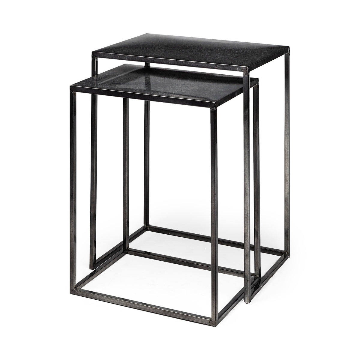 Kasey (Set of 2) 17.7L x 12.6W x 24.4H Galvanized Metal Nesting Accent Tables-Accent Tables-DECOROLALA