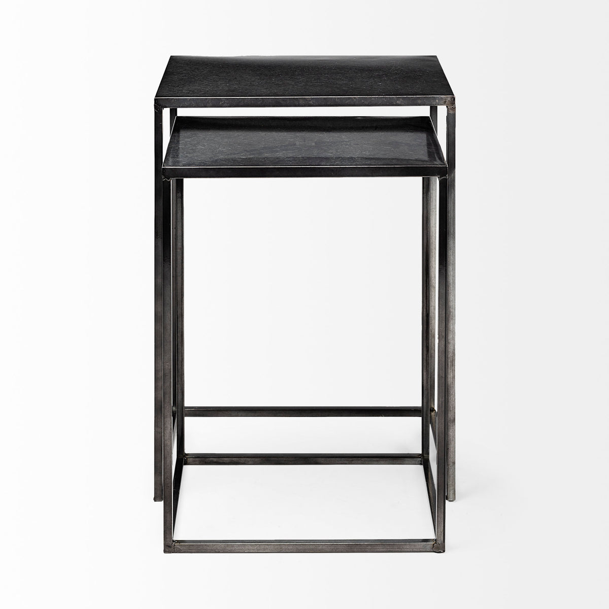 Kasey (Set of 2) 17.7L x 12.6W x 24.4H Galvanized Metal Nesting Accent Tables-Accent Tables-DECOROLALA