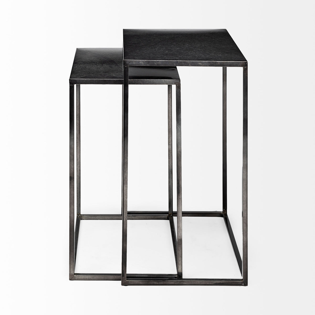 Kasey (Set of 2) 17.7L x 12.6W x 24.4H Galvanized Metal Nesting Accent Tables-Accent Tables-DECOROLALA