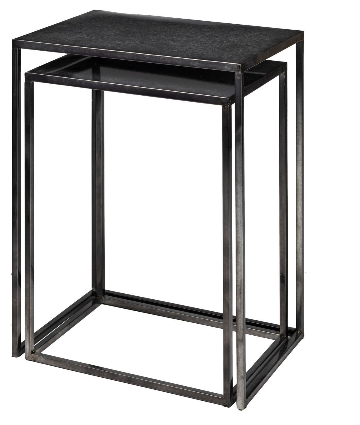 Kasey (Set of 2) 17.7L x 12.6W x 24.4H Galvanized Metal Nesting Accent Tables-Accent Tables-DECOROLALA