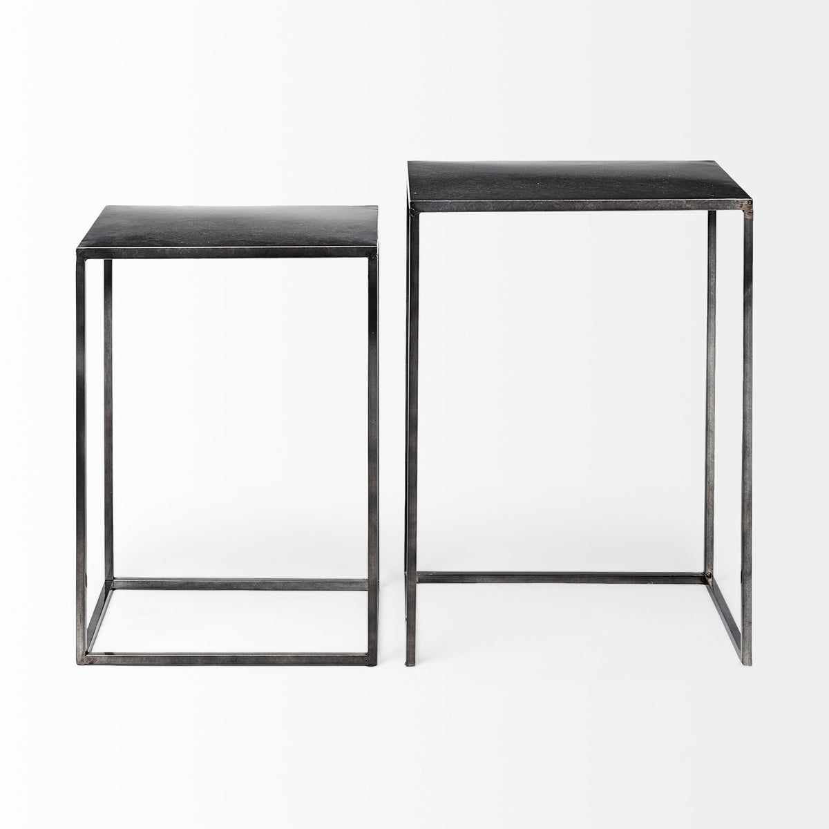 Kasey (Set of 2) 17.7L x 12.6W x 24.4H Galvanized Metal Nesting Accent Tables-Accent Tables-DECOROLALA
