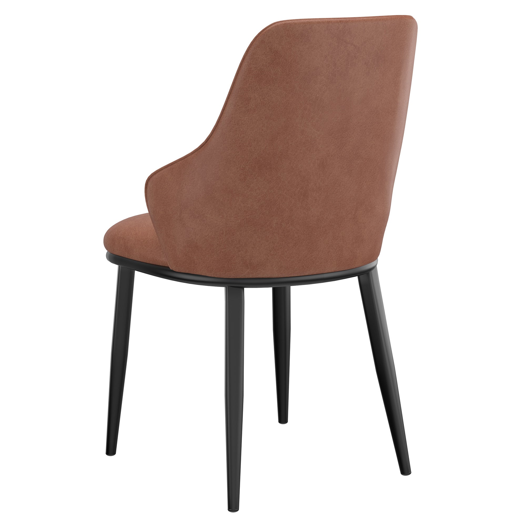 Kash Contemporary Dining Side Chair - Saddle Brown PU Leather-DECOROLALA