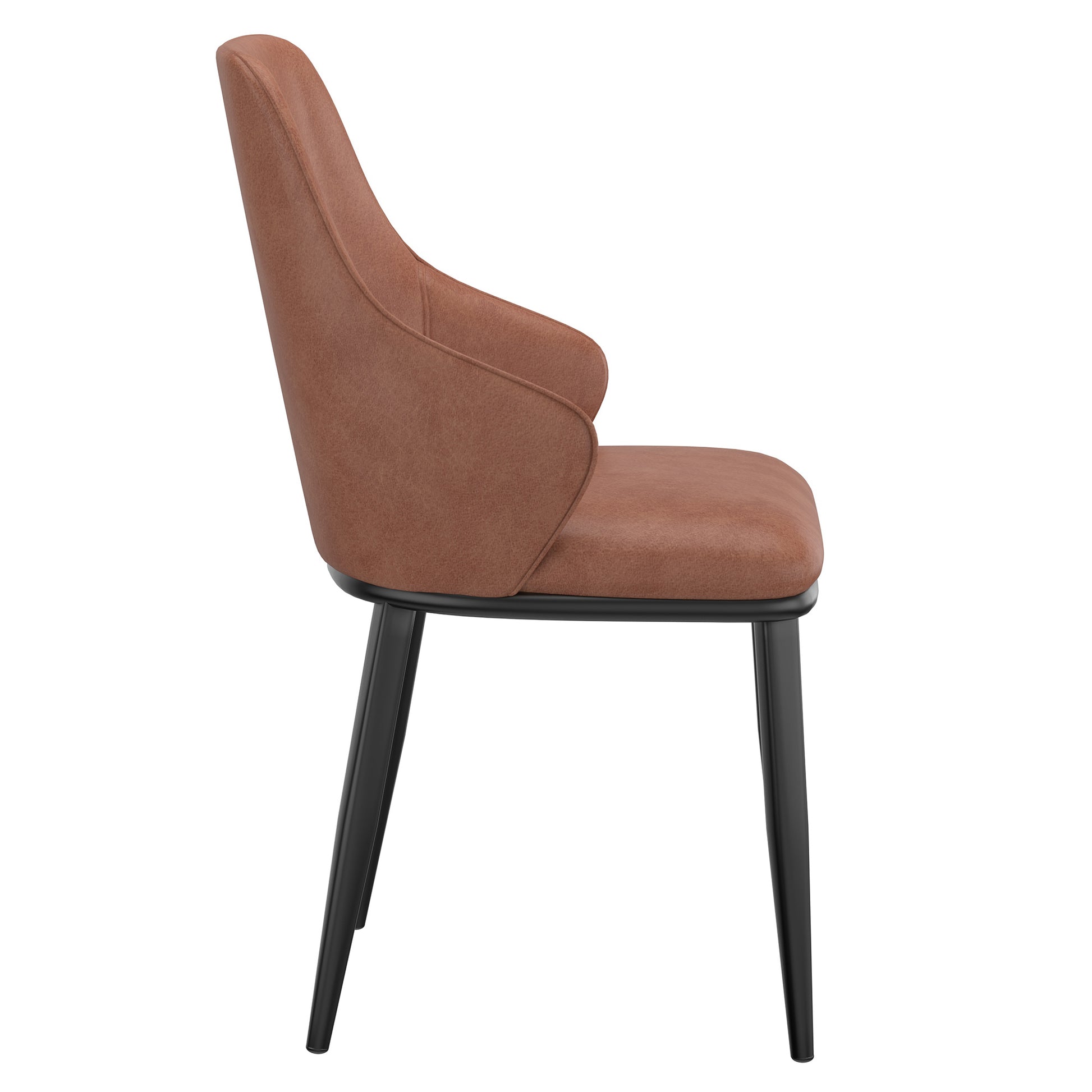 Kash Contemporary Dining Side Chair - Saddle Brown PU Leather-DECOROLALA