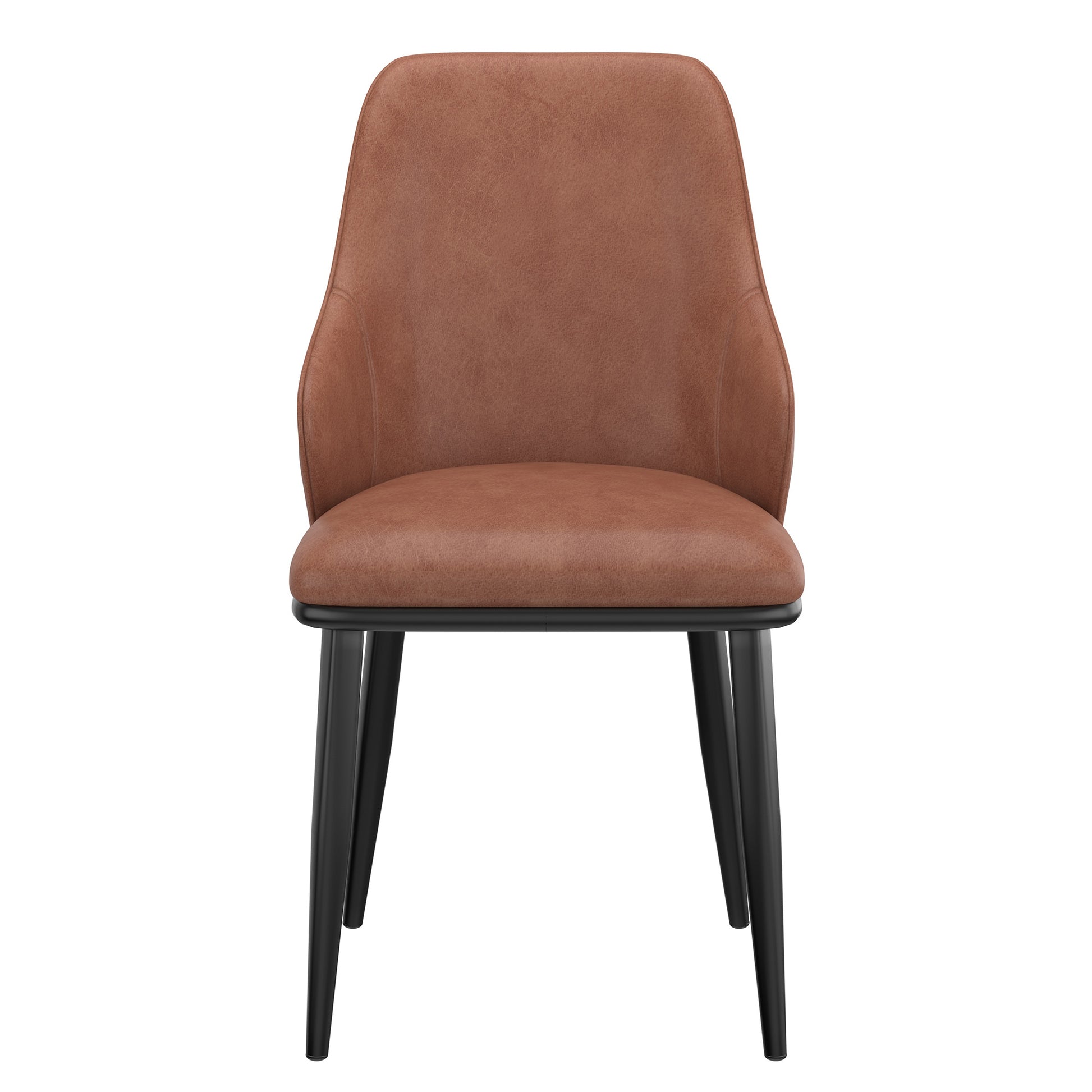 Kash Contemporary Dining Side Chair - Saddle Brown PU Leather-DECOROLALA