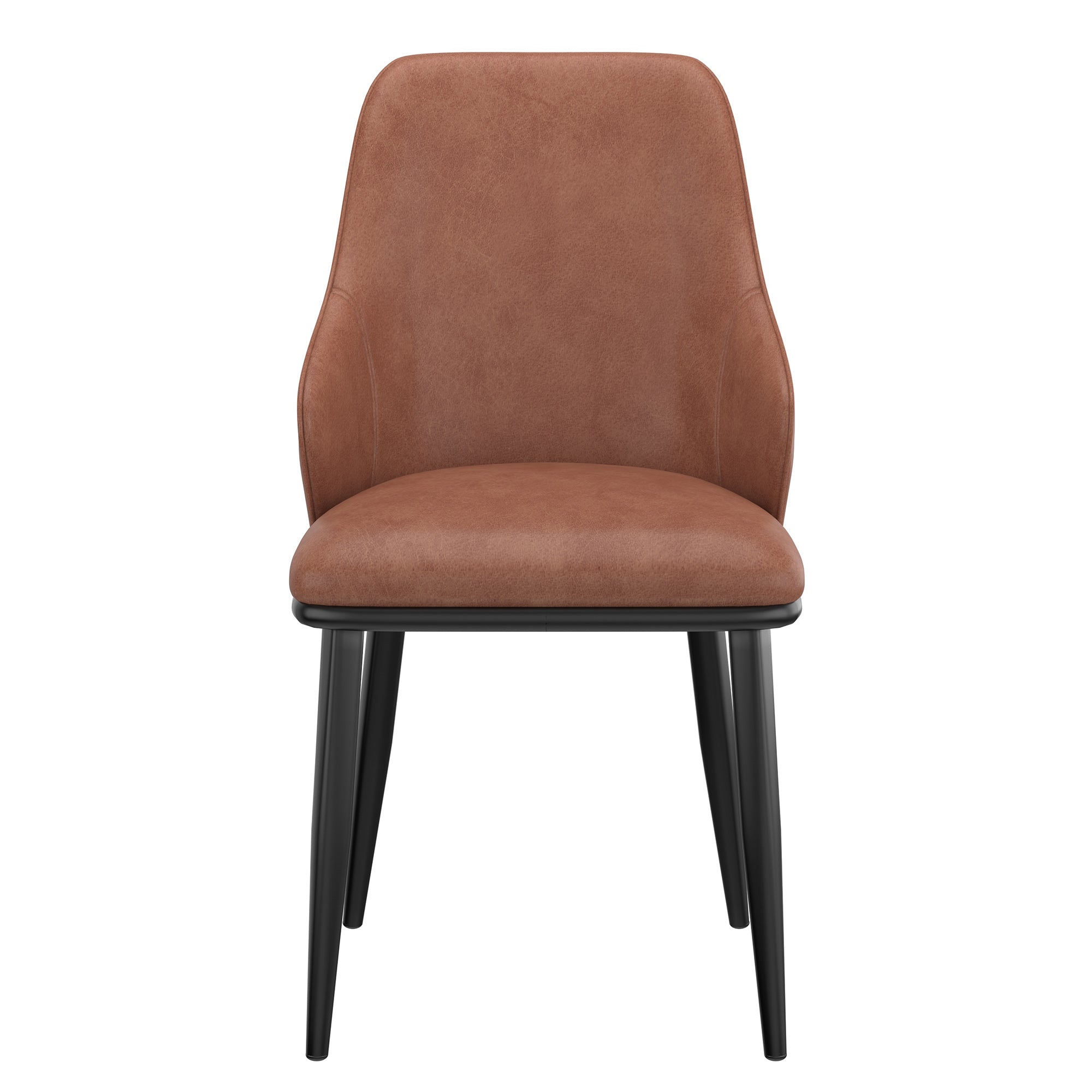 Kash Contemporary Dining Side Chair - Saddle Brown PU Leather-DECOROLALA