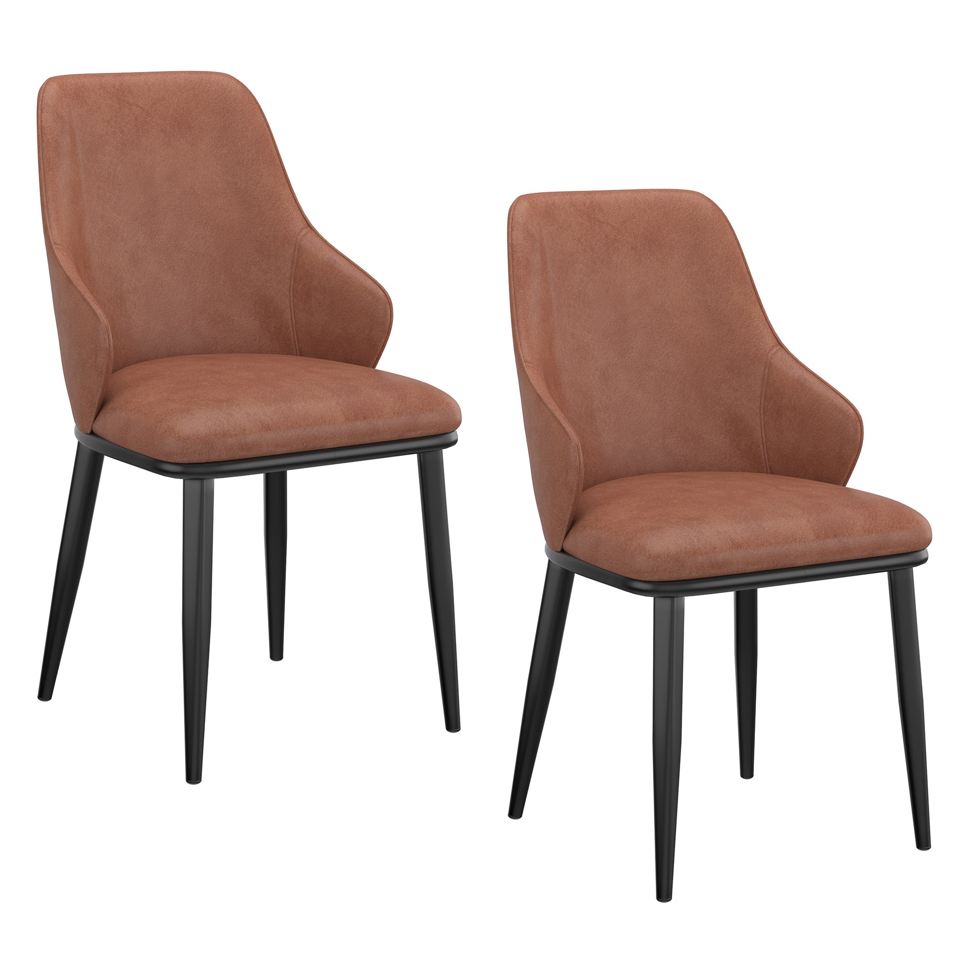 Kash Contemporary Dining Side Chair - Saddle Brown PU Leather-DECOROLALA