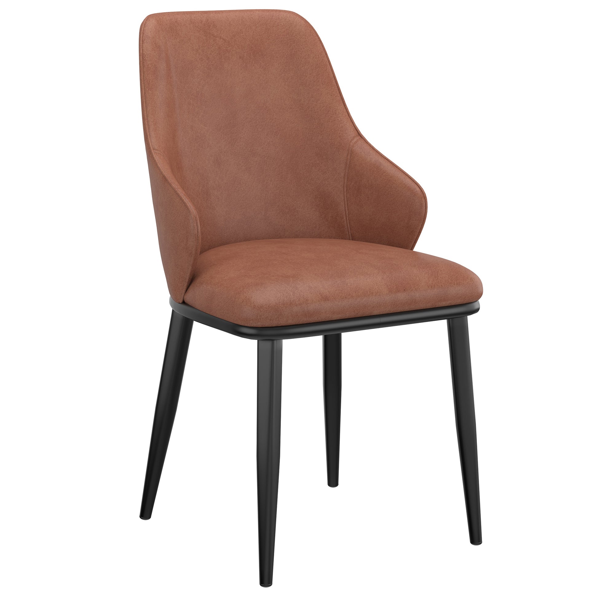 Kash Contemporary Dining Side Chair - Saddle Brown PU Leather-DECOROLALA