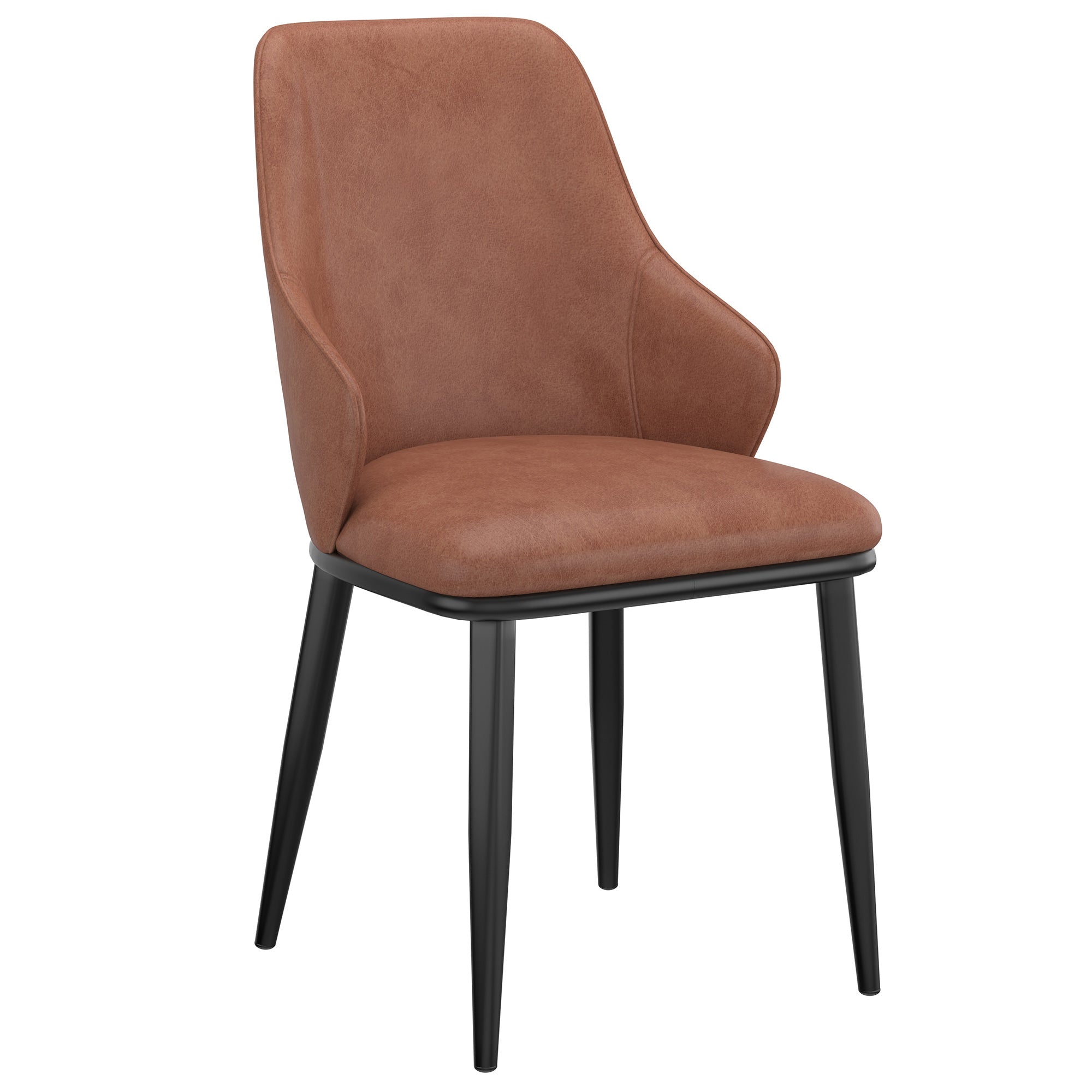 Kash Contemporary Dining Side Chair - Saddle Brown PU Leather-DECOROLALA