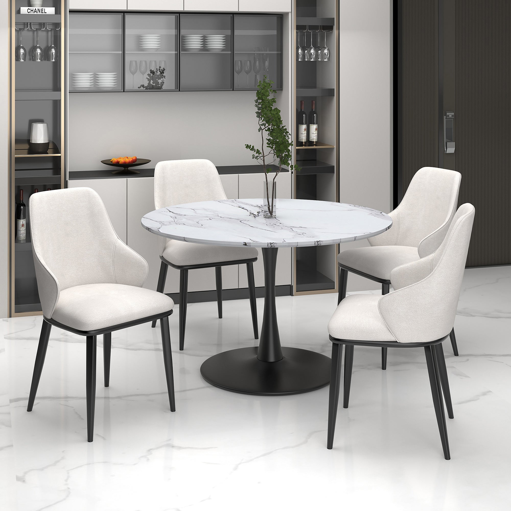 Kash Side Chair - Beige Fabric Contemporary Armchair-DECOROLALA