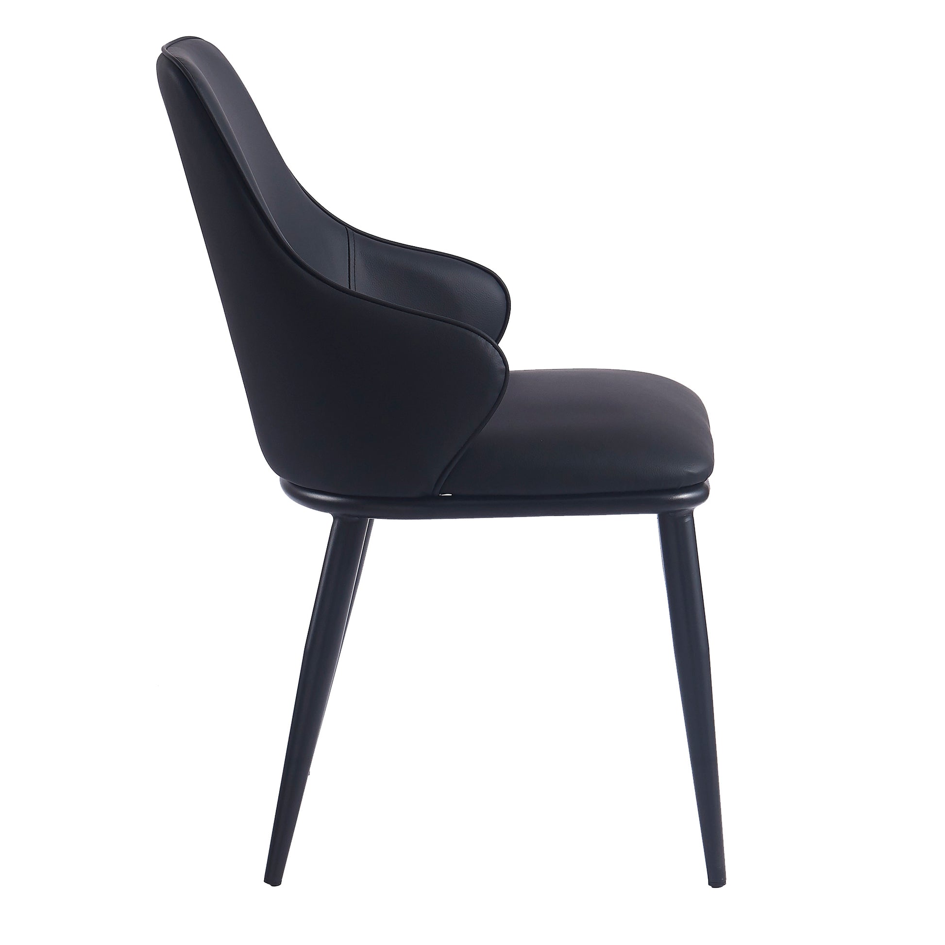 Kash Side Chair - Black PU Leather Contemporary Dining Chair-DECOROLALA