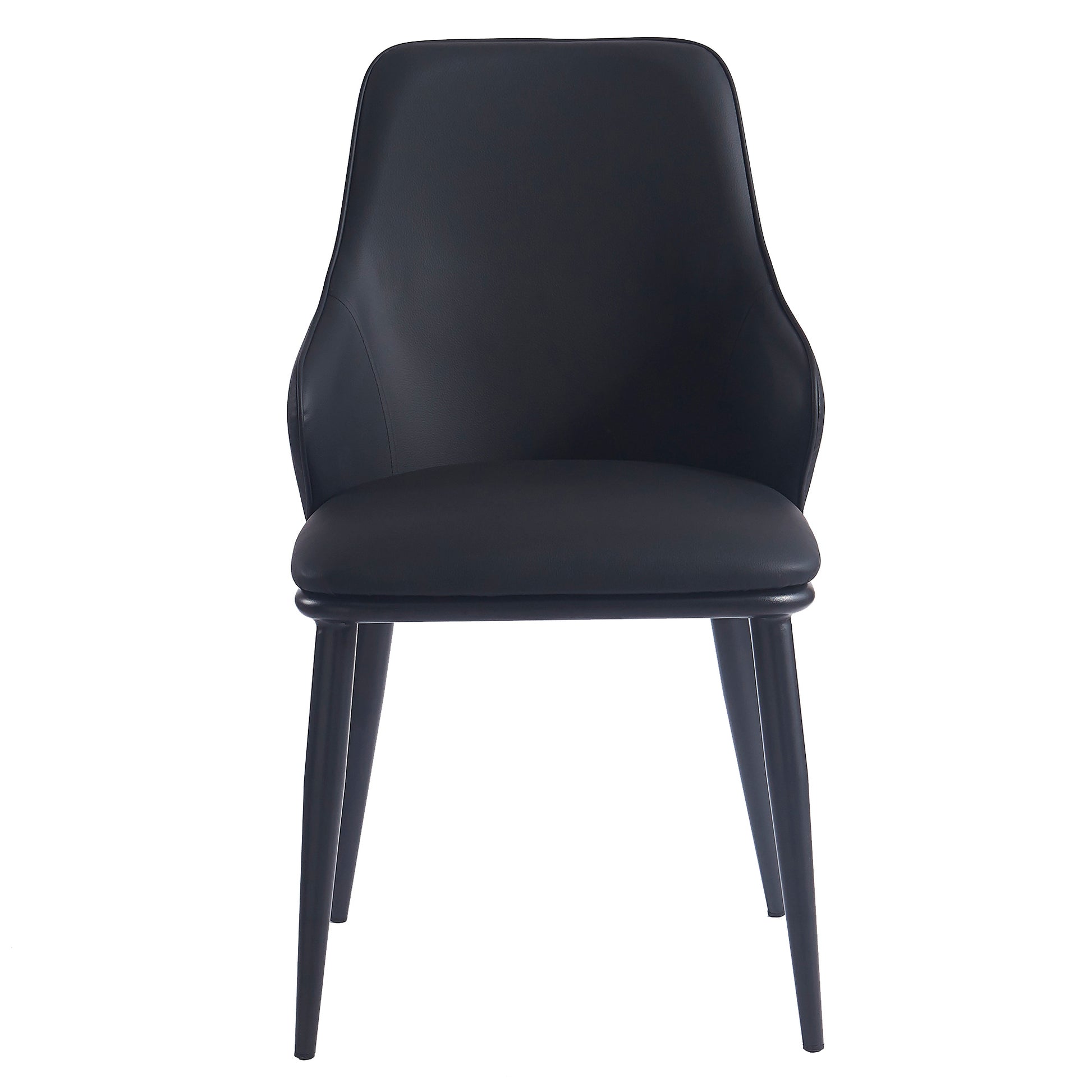 Kash Side Chair - Black PU Leather Contemporary Dining Chair-DECOROLALA