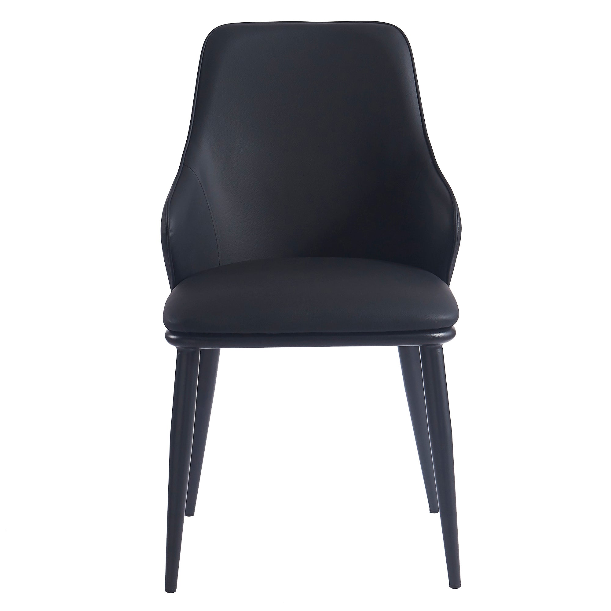 Kash Side Chair - Black PU Leather Contemporary Dining Chair-DECOROLALA