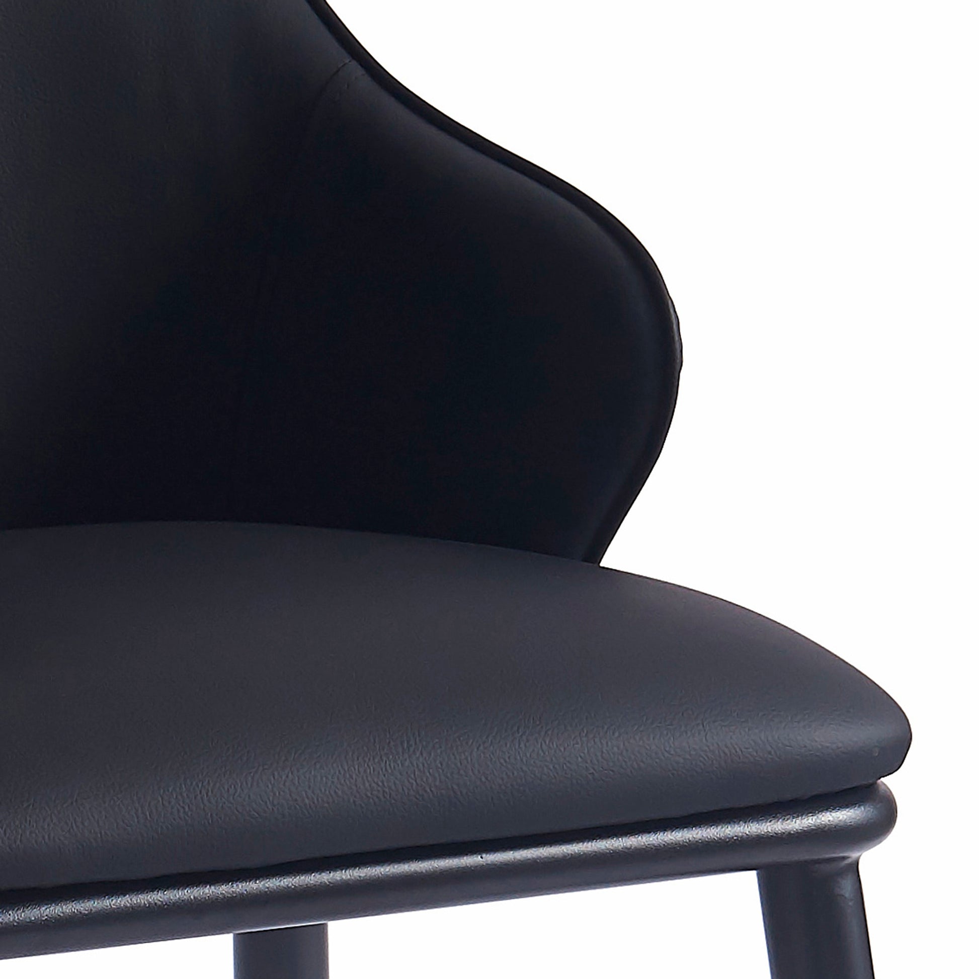 Kash Side Chair - Black PU Leather Contemporary Dining Chair-DECOROLALA